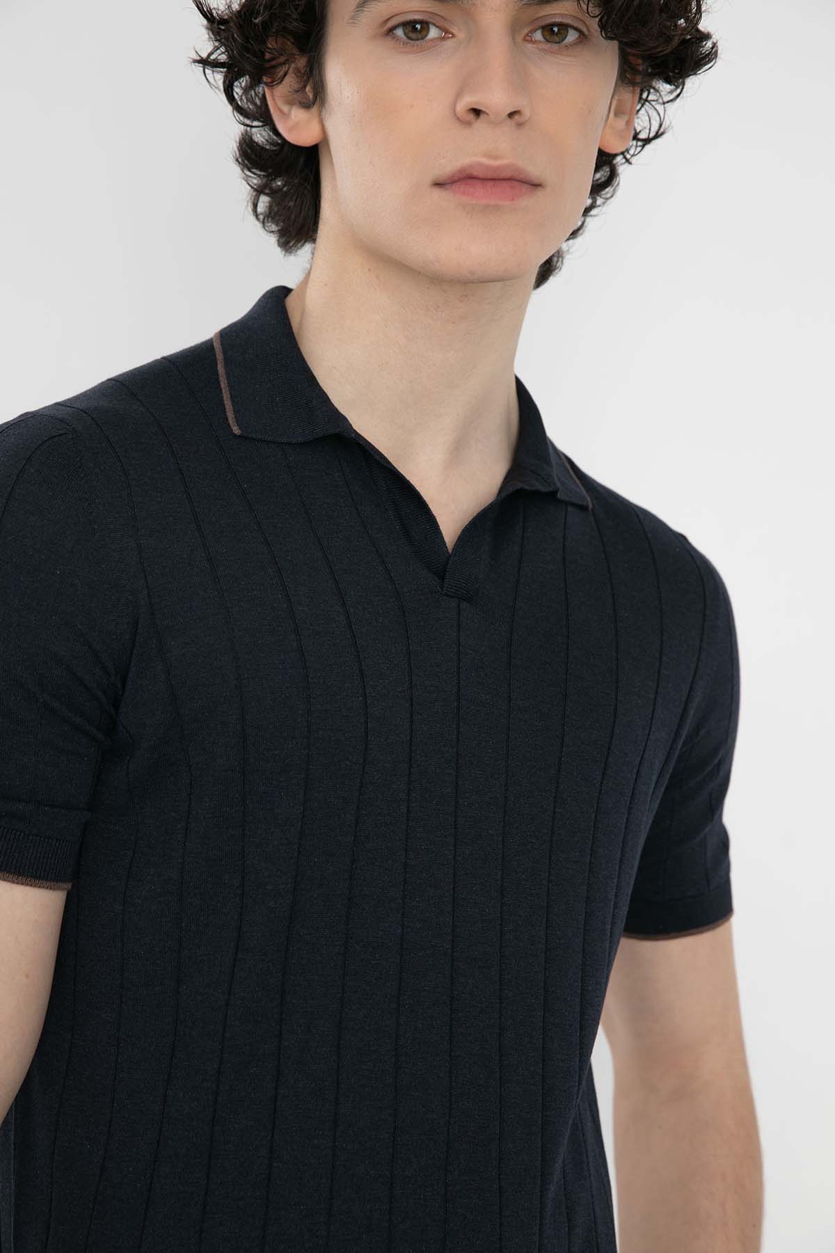 Gran Sasso Polo Yaka Örme İpek T-Shirt-Libas Trendy Fashion Store