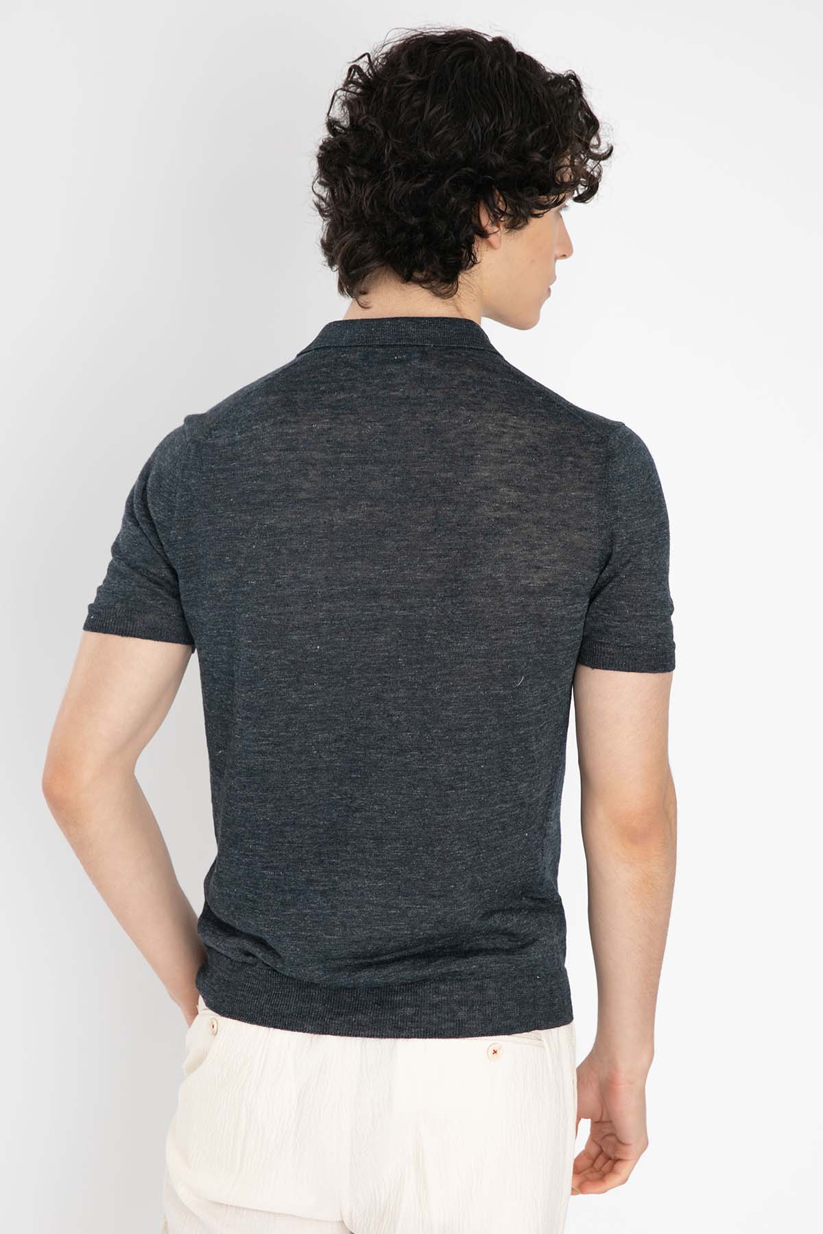 Gran Sasso Polo Yaka Keten T-Shirt-Libas Trendy Fashion Store