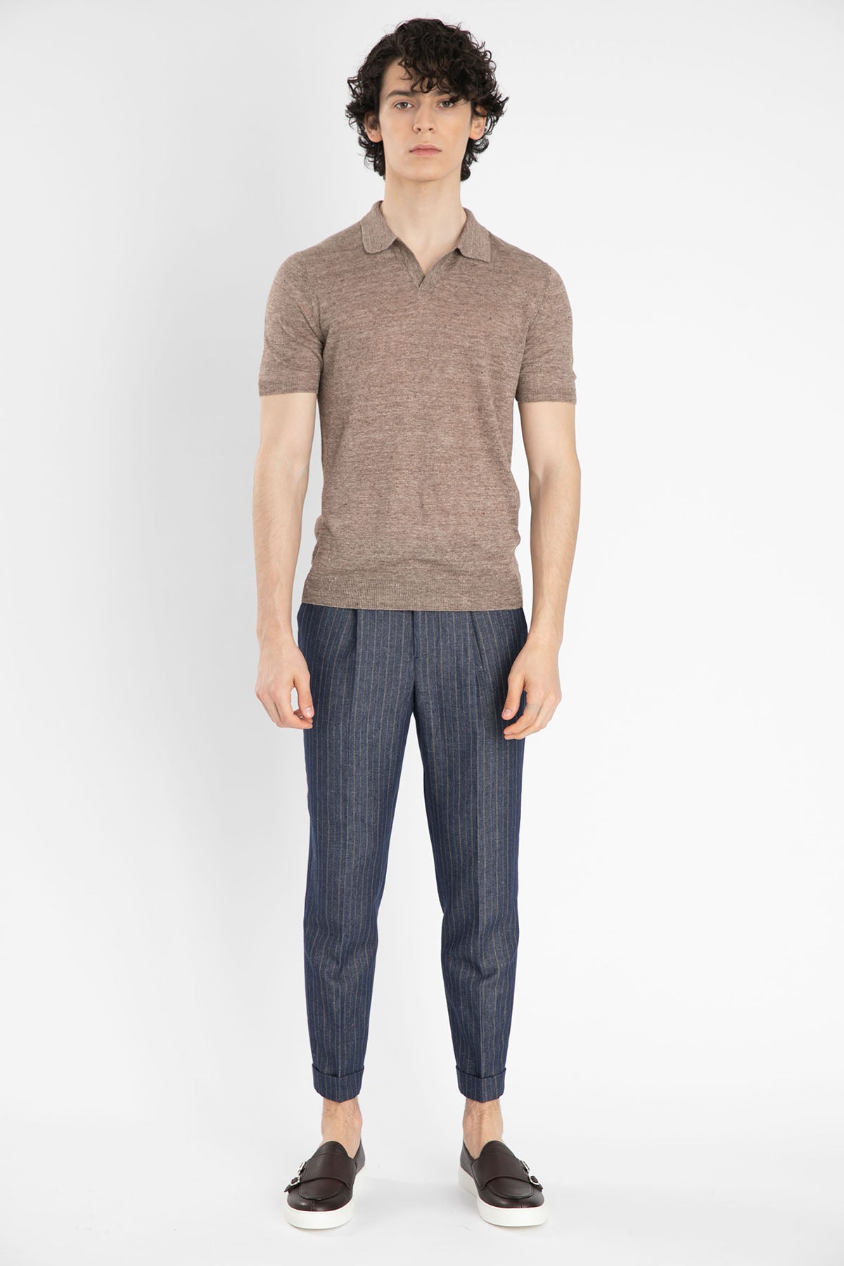 Gran Sasso Polo Yaka Keten T-Shirt-Libas Trendy Fashion Store