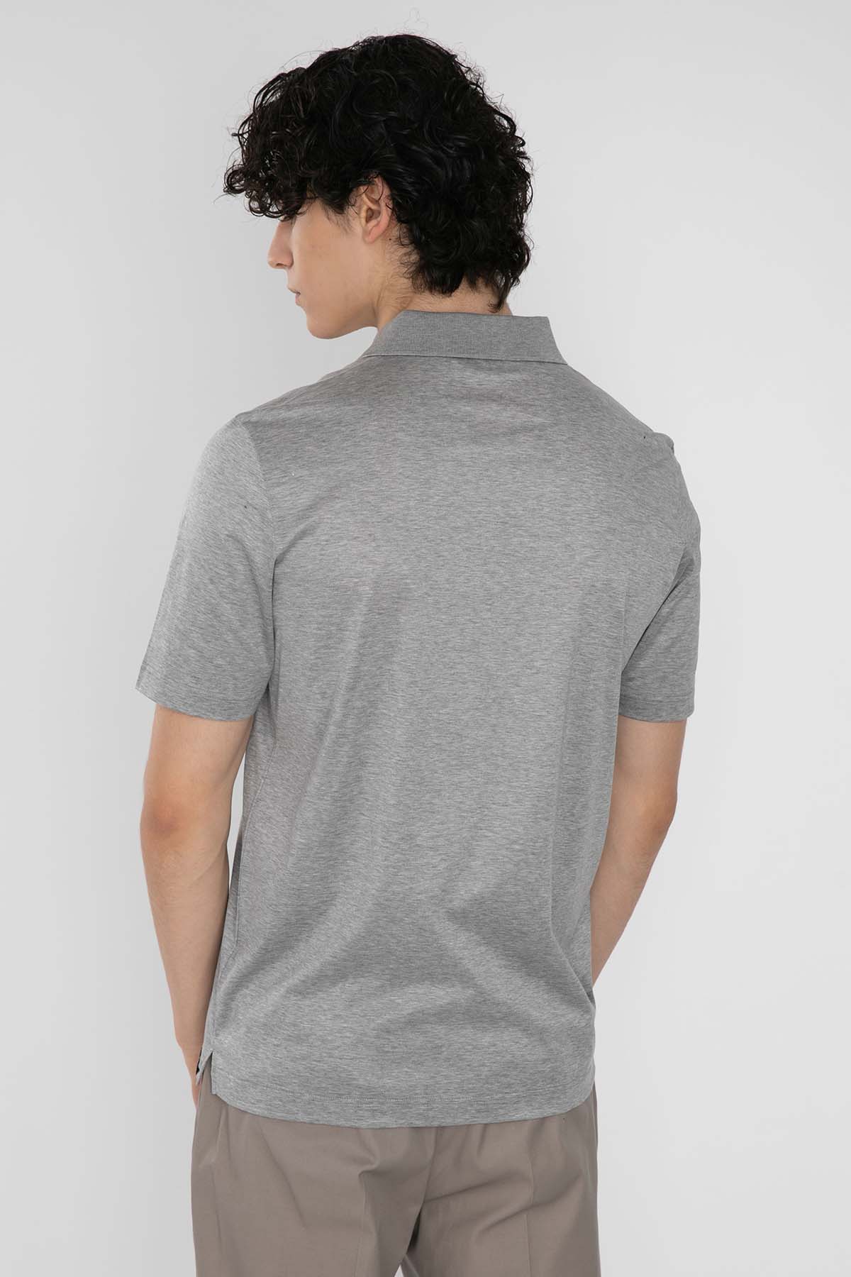 Gran Sasso Fermuarlı Polo Yaka Örme T-shirt-Libas Trendy Fashion Store