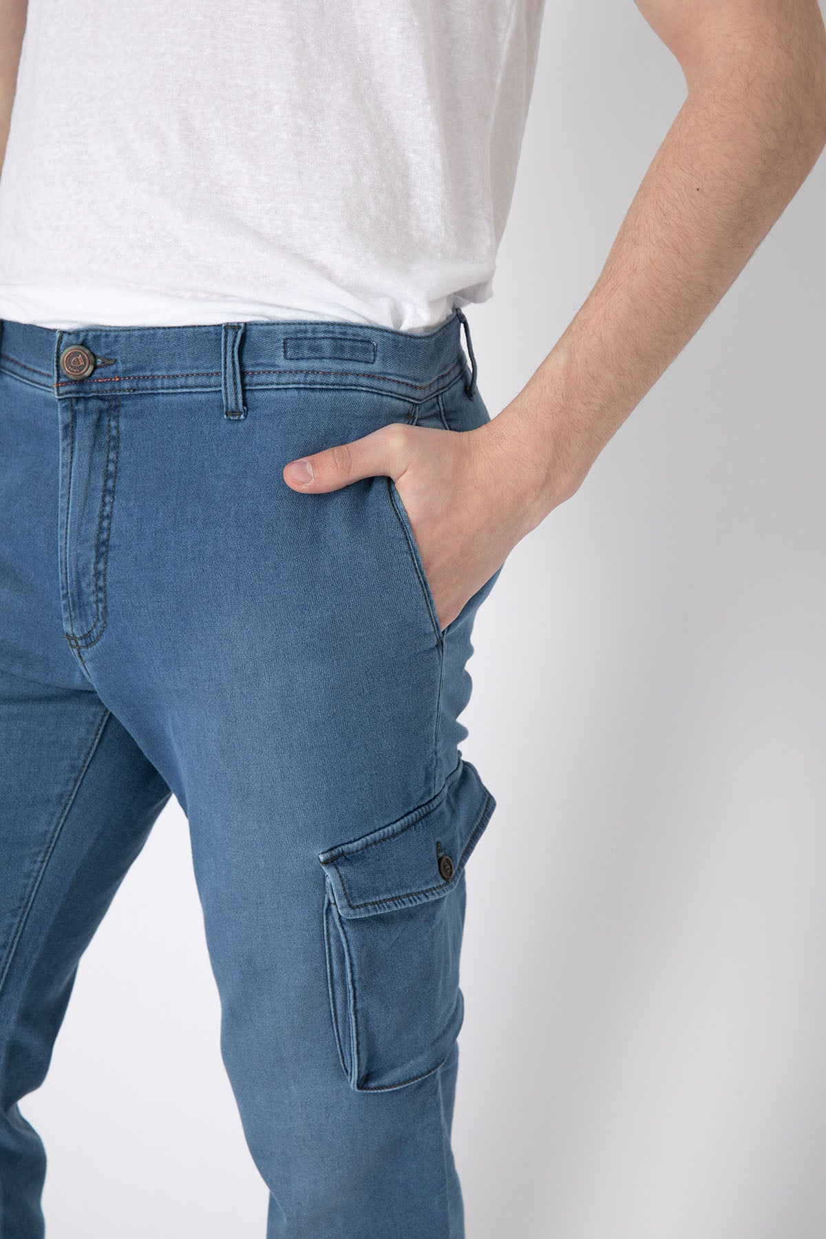 Richard J. Brown Slim Fit Yandan Cepli Kargo Jeans Pantolon-Libas Trendy Fashion Store