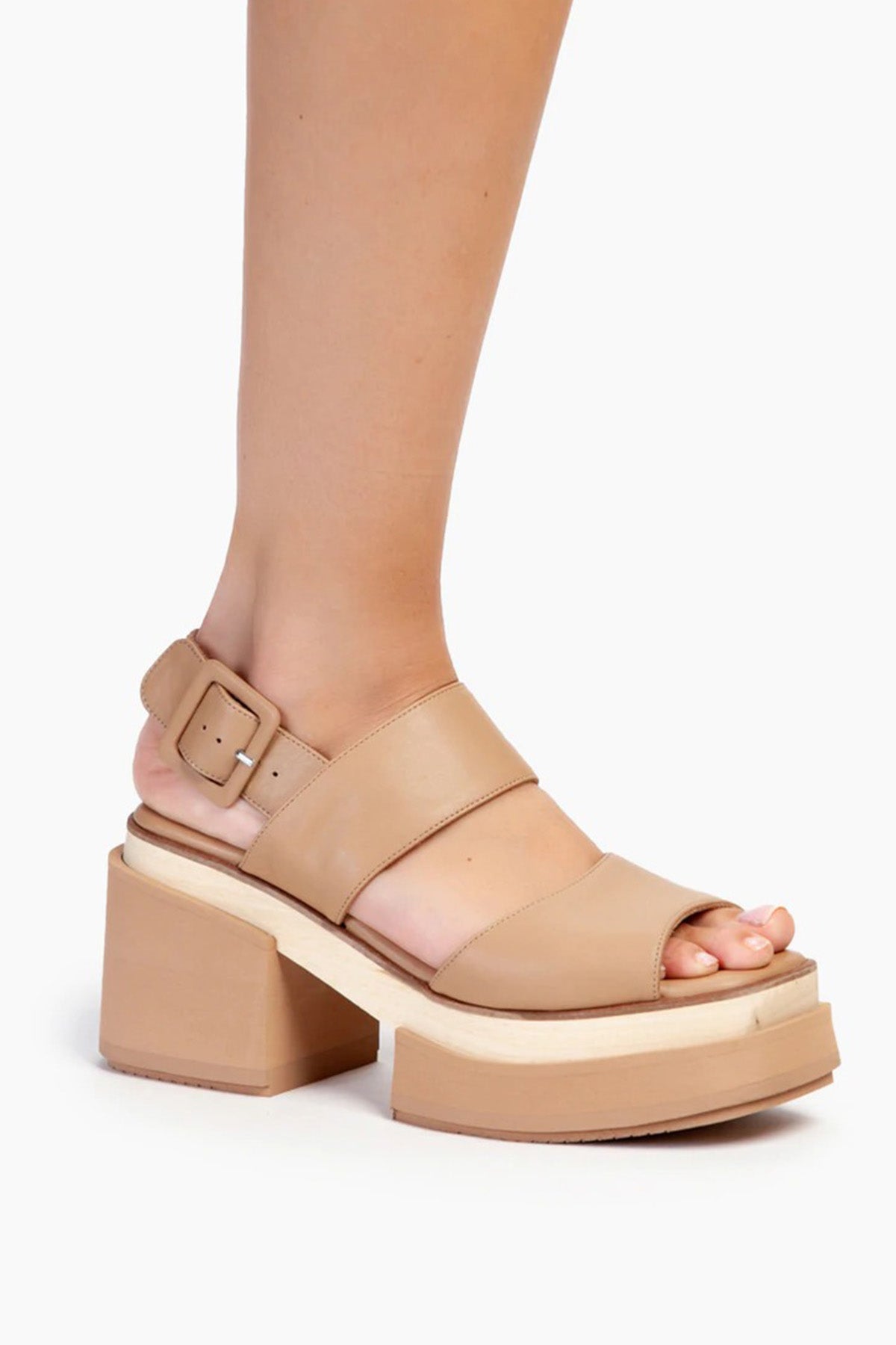 Paloma Barcelo Margoti Ayrık Platform Tabanlı Küt Burun Deri Sandalet-Libas Trendy Fashion Store