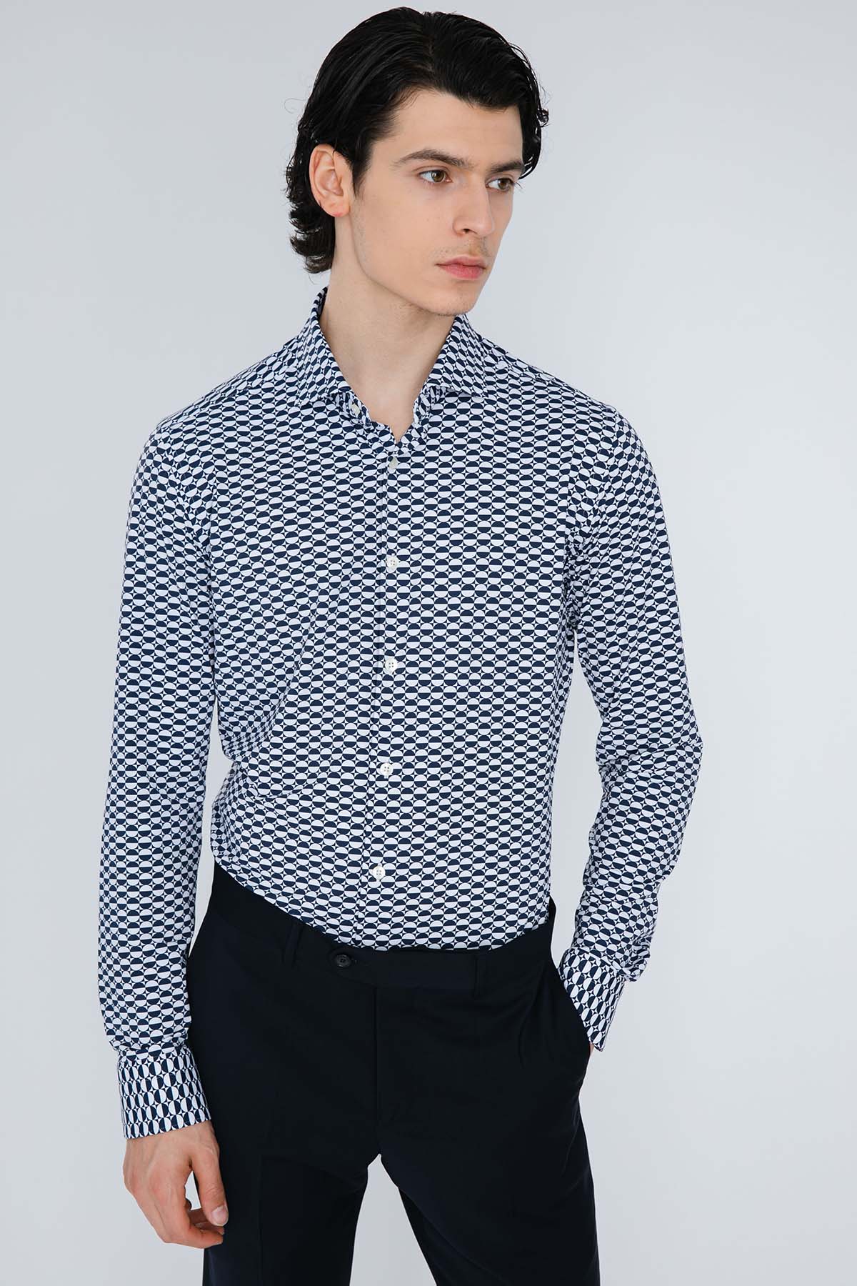 Tintoria Mattei Streç Jarse Kumaş Fransız Yaka Gömlek-Libas Trendy Fashion Store