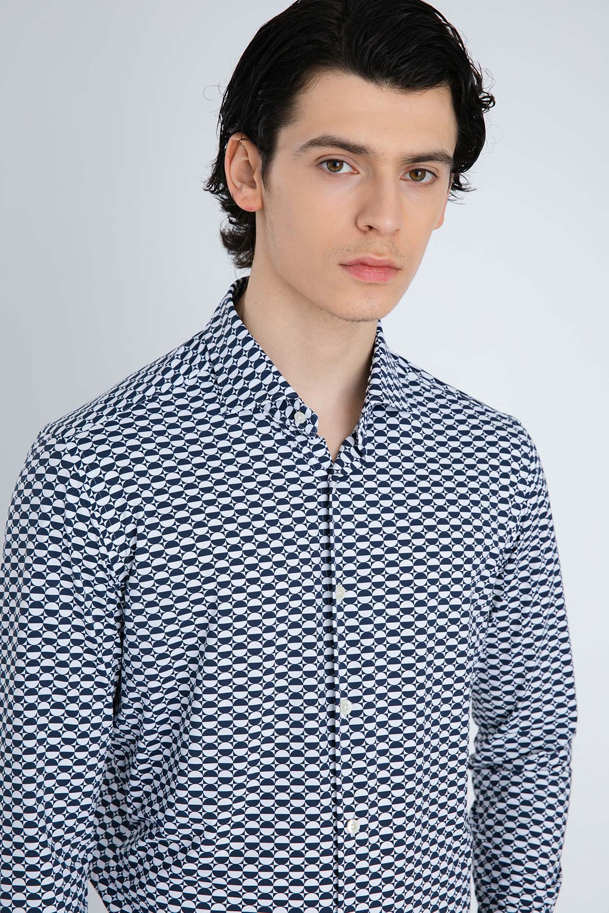 Tintoria Mattei Streç Jarse Kumaş Fransız Yaka Gömlek-Libas Trendy Fashion Store