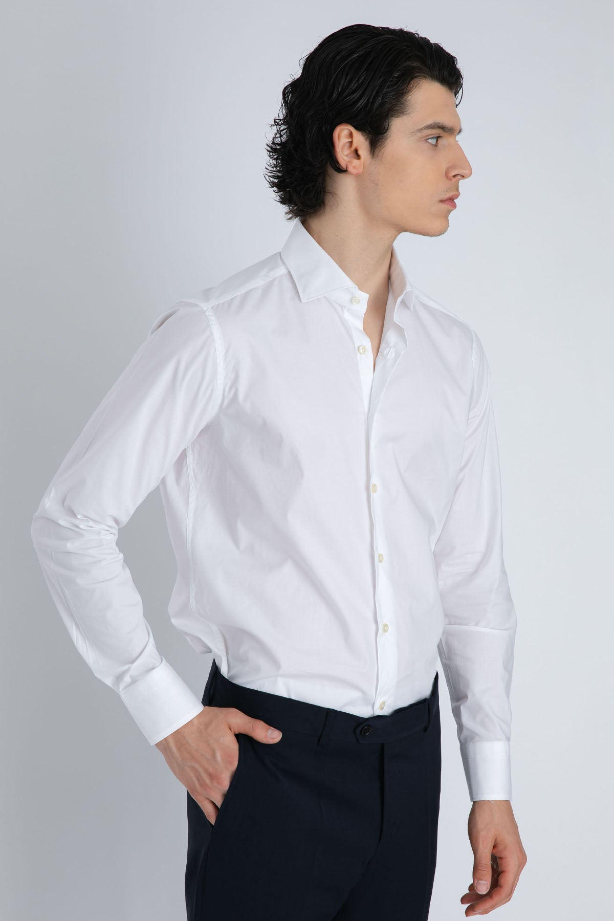 Tintoria Mattei Klasik Yaka Streç Gömlek-Libas Trendy Fashion Store