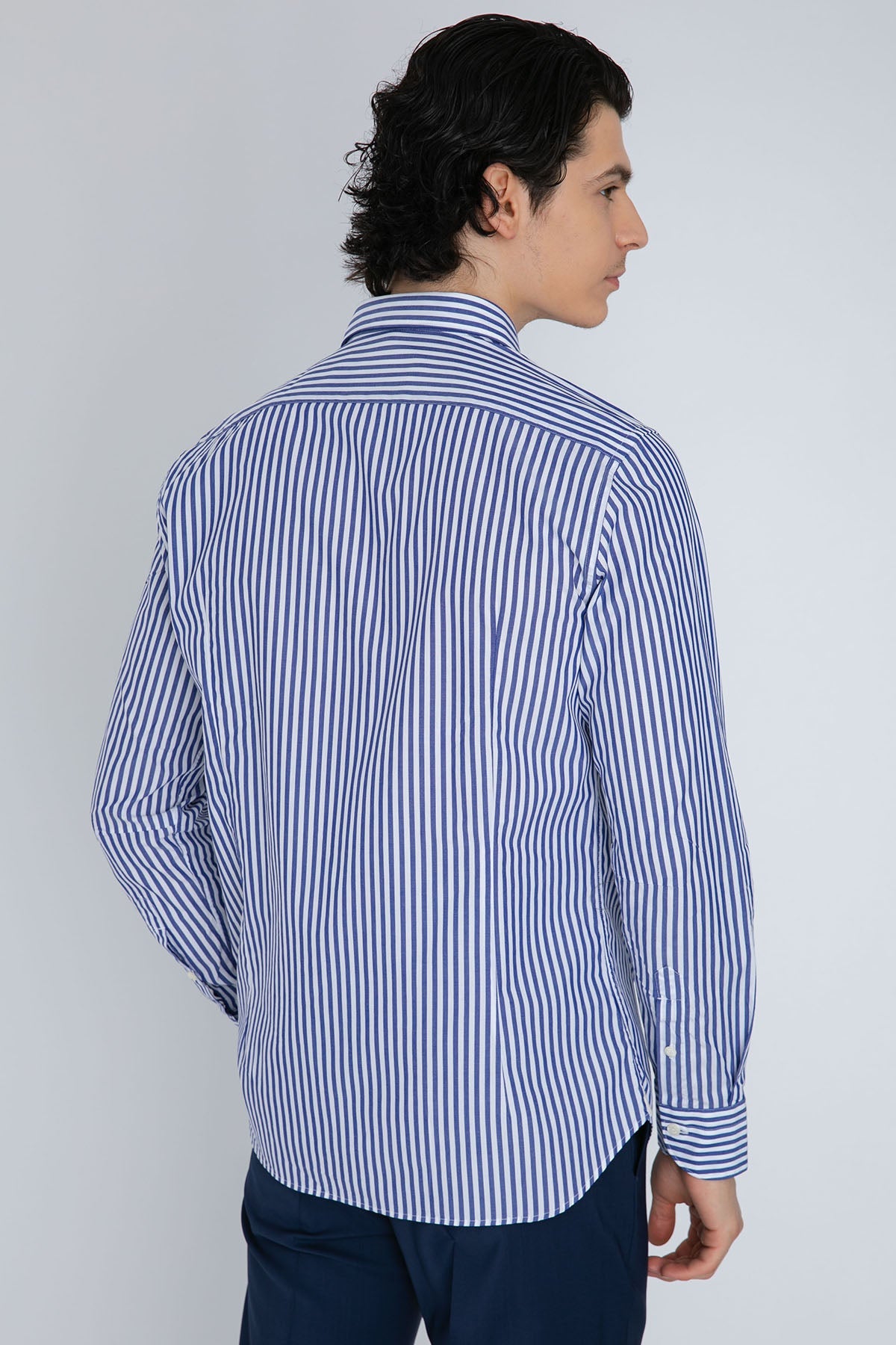 Tintoria Mattei Klasik Yaka Çizgili Gömlek