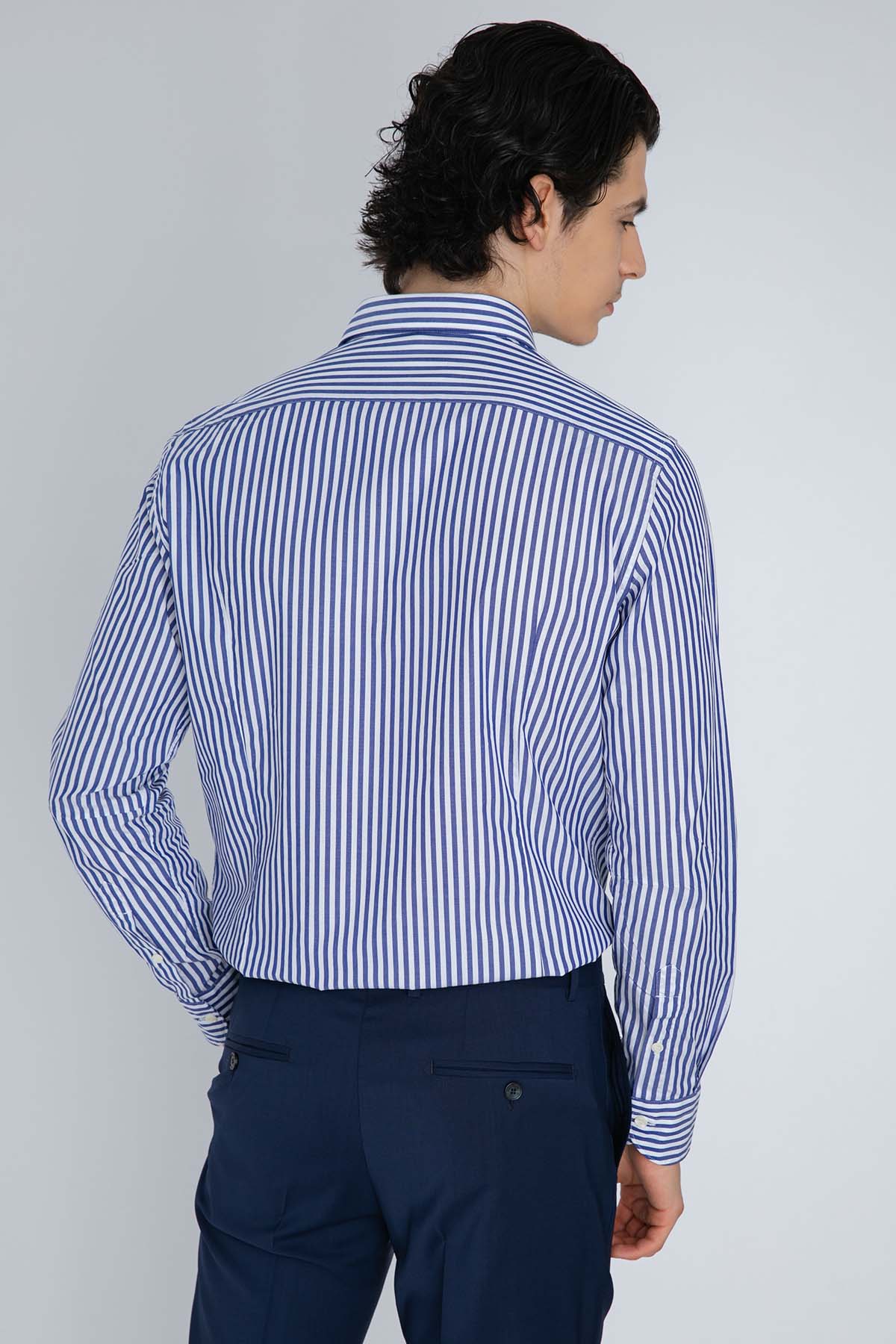 Tintoria Mattei Klasik Yaka Çizgili Gömlek