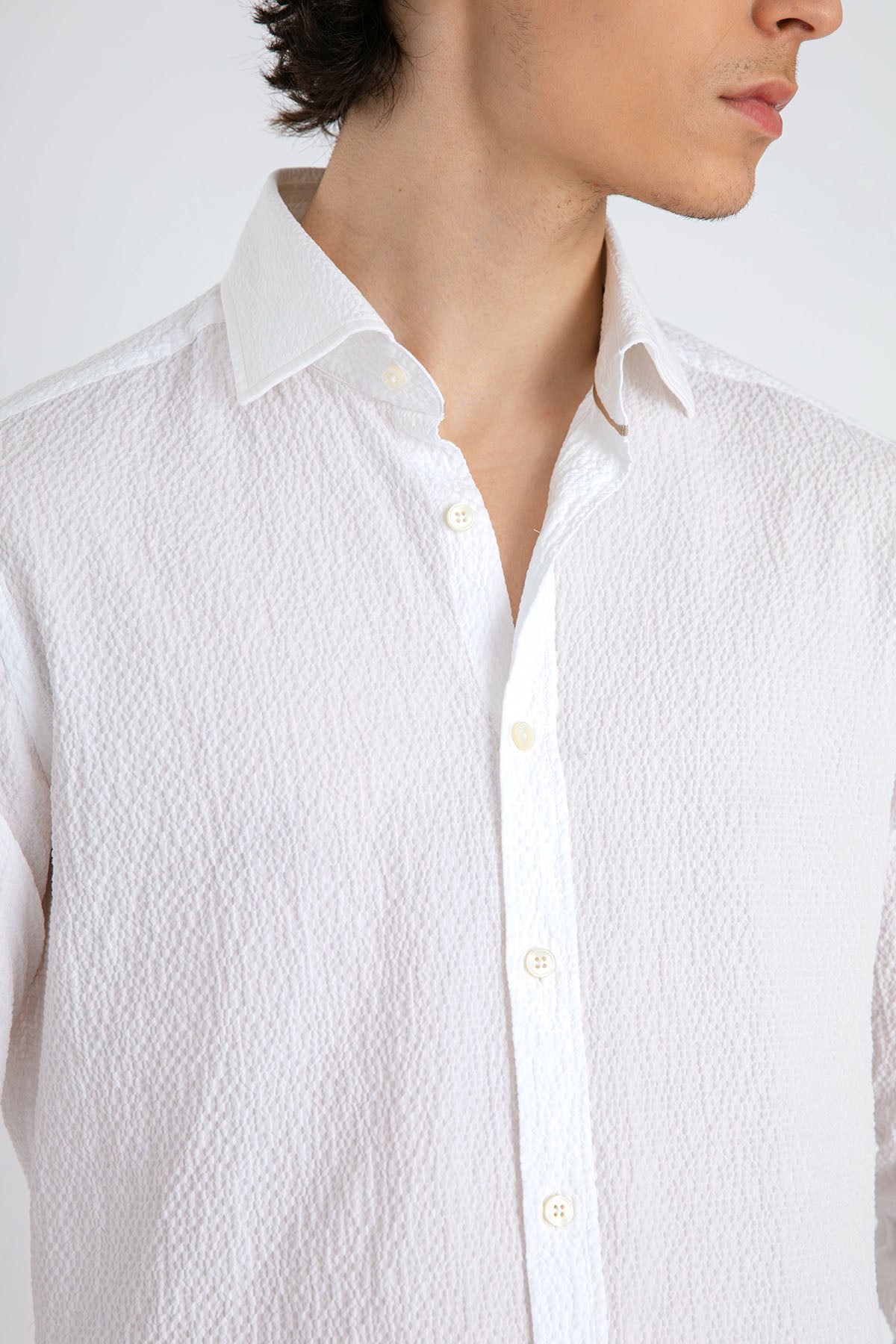 Tintoria Mattei Klasik Yaka Streç Gofre Gömlek-Libas Trendy Fashion Store