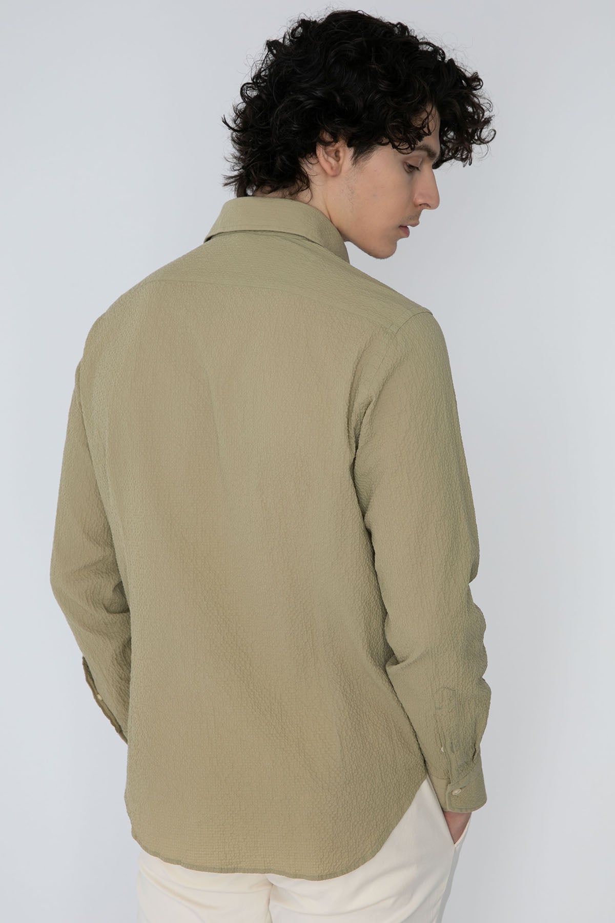 Tintoria Mattei Klasik Yaka Streç Gofre Gömlek-Libas Trendy Fashion Store