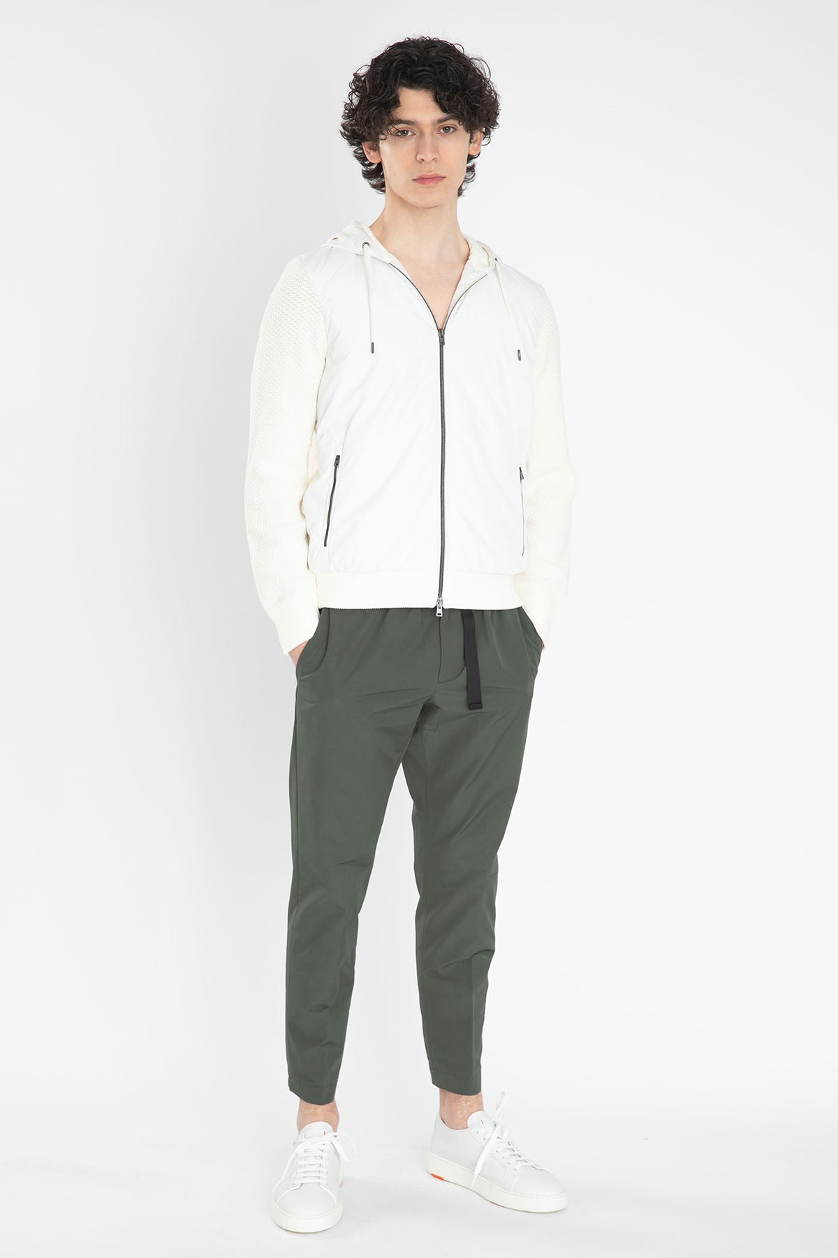 Herno Kapüşonlu Örgü Kumaş Kombinasyonlu Ceket-Libas Trendy Fashion Store