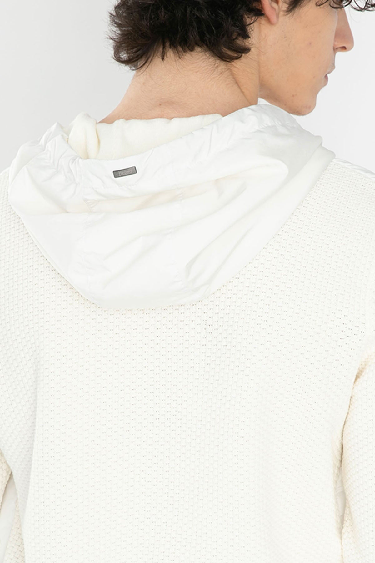 Herno Kapüşonlu Örgü Kumaş Kombinasyonlu Ceket-Libas Trendy Fashion Store