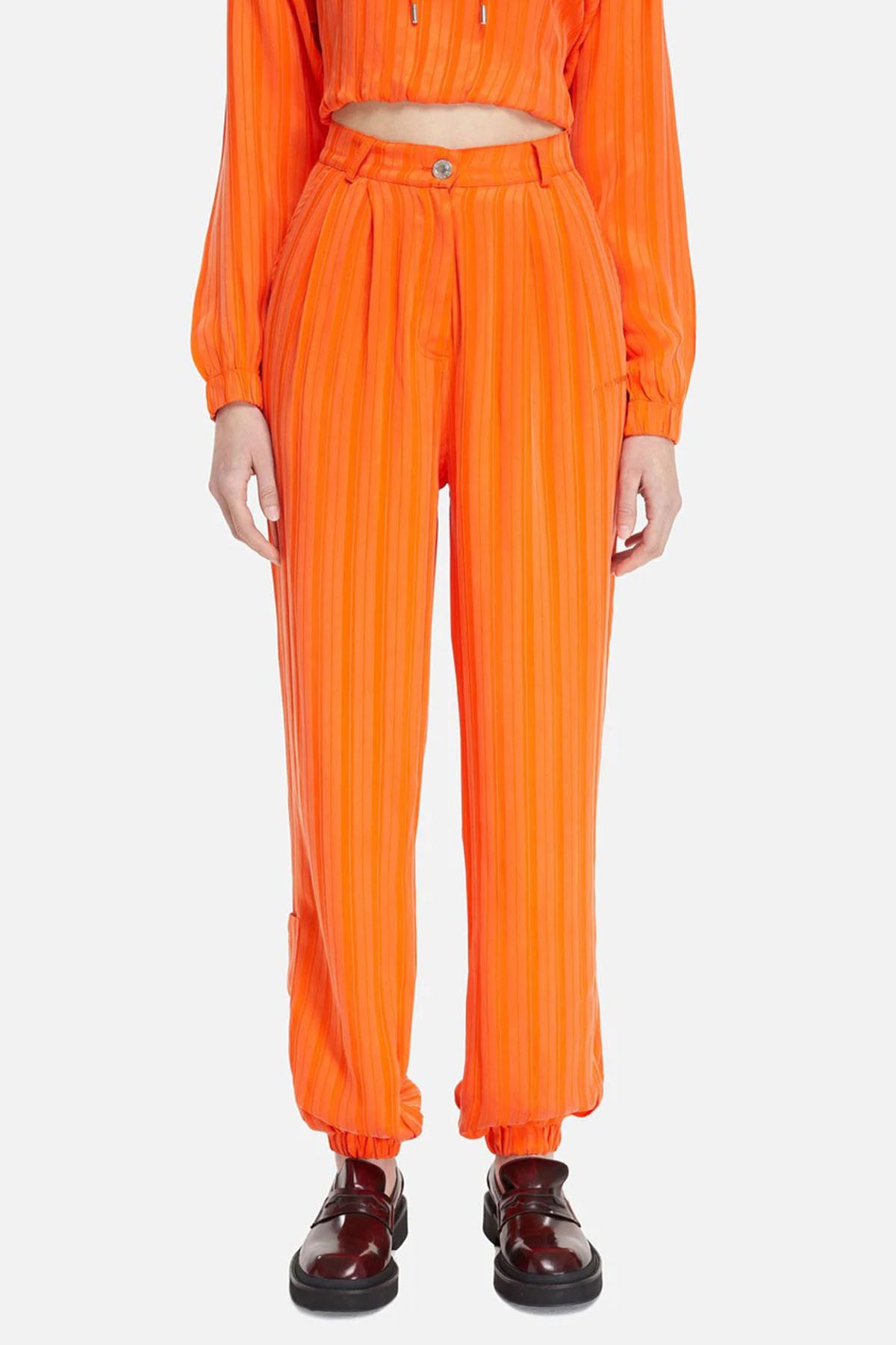 Les Benjamins Paçası Lastikli Çift Pile Yüksek Bel Pantolon-Libas Trendy Fashion Store