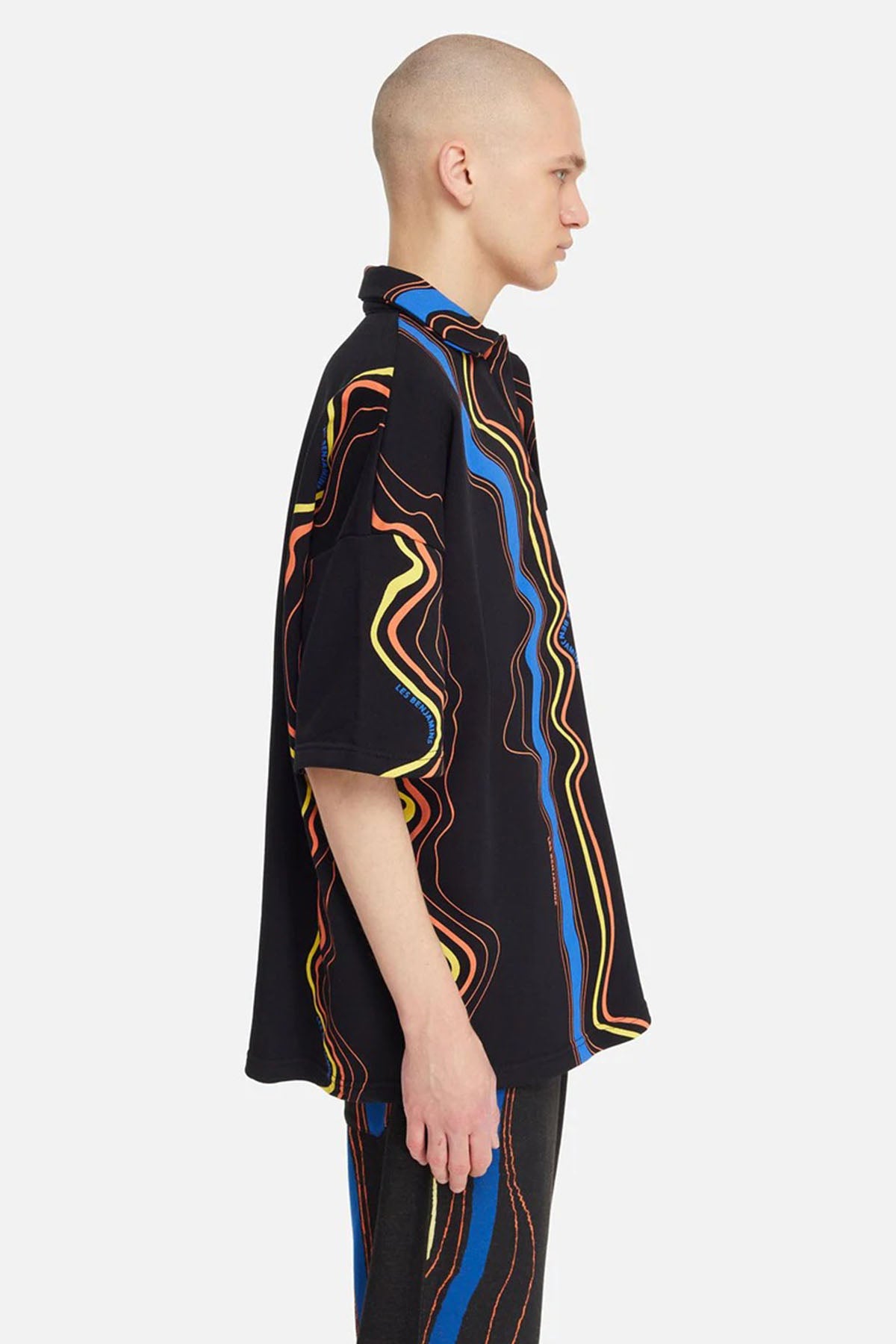 Les Benjamins Geniş Kesim Desenli Polo Yaka T-shirt-Libas Trendy Fashion Store