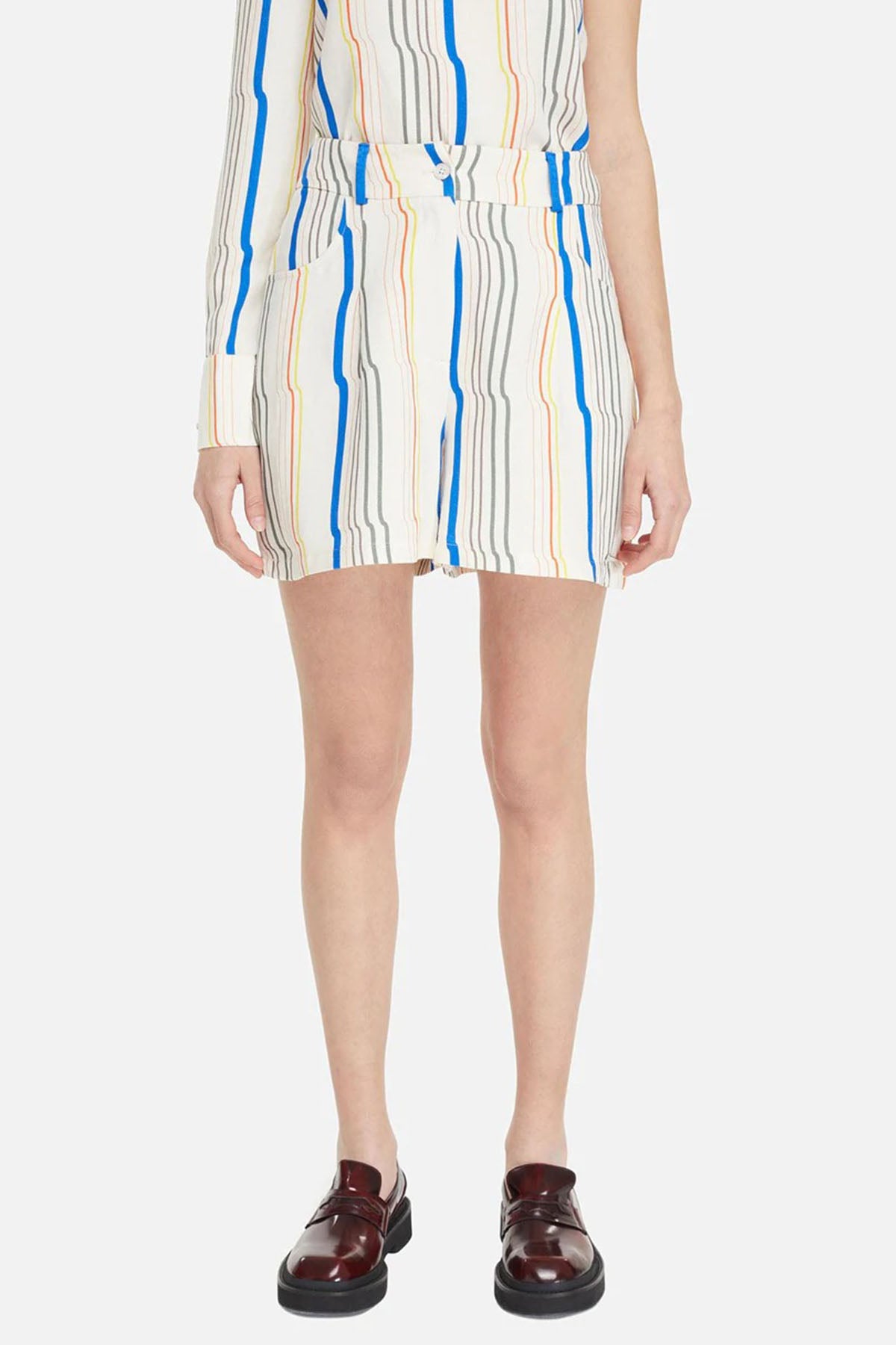 Les Benjamins Tek Pile Desenli Yüksek Bel Şort-Libas Trendy Fashion Store