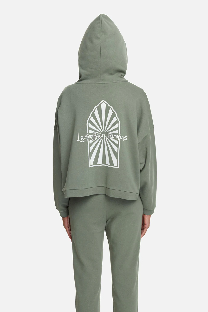 Les Benjamins Geniş Kesim Kapüşonlu Crop Sweatshirt Ceket-Libas Trendy Fashion Store