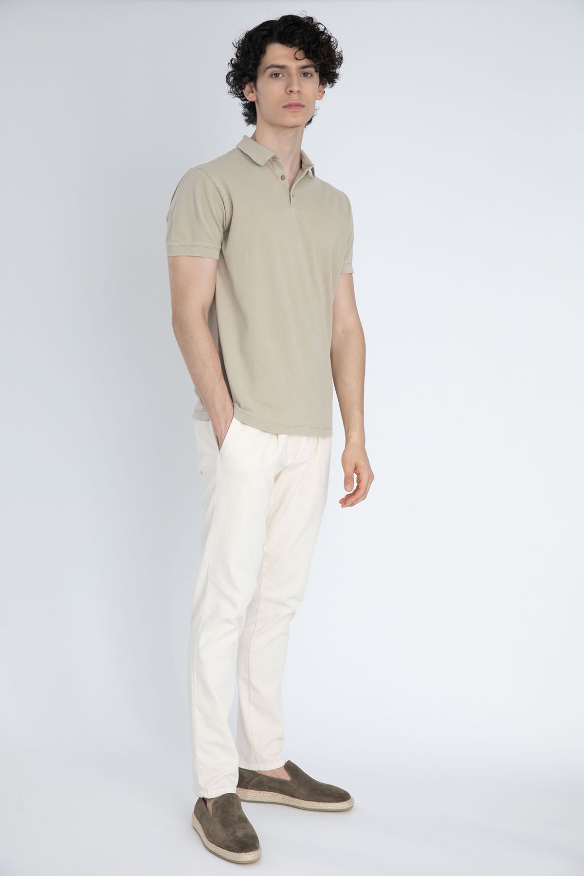 Fradi Beli Lastikli Tek Pile Pantolon-Libas Trendy Fashion Store