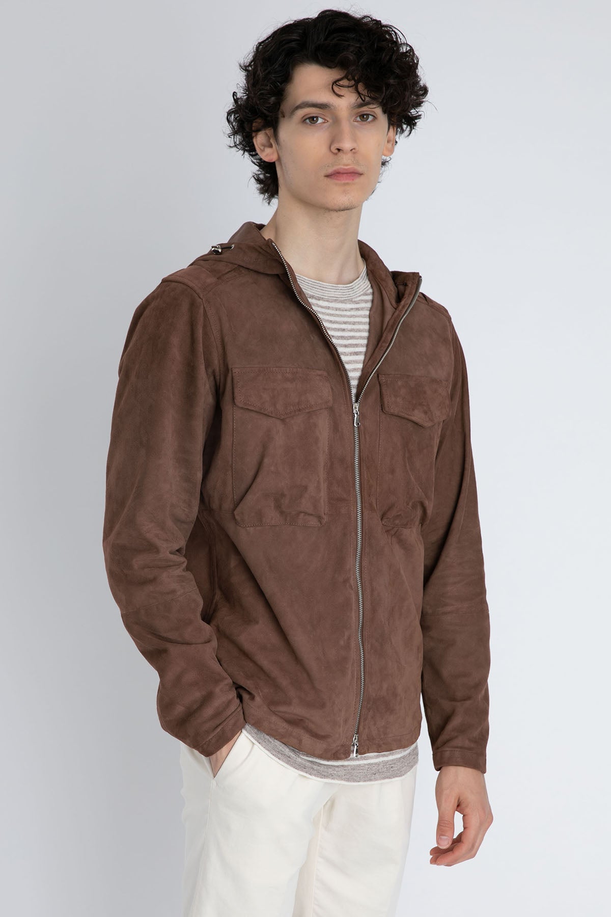 Fradi Kapüşonlu Süet Deri Ceket-Libas Trendy Fashion Store