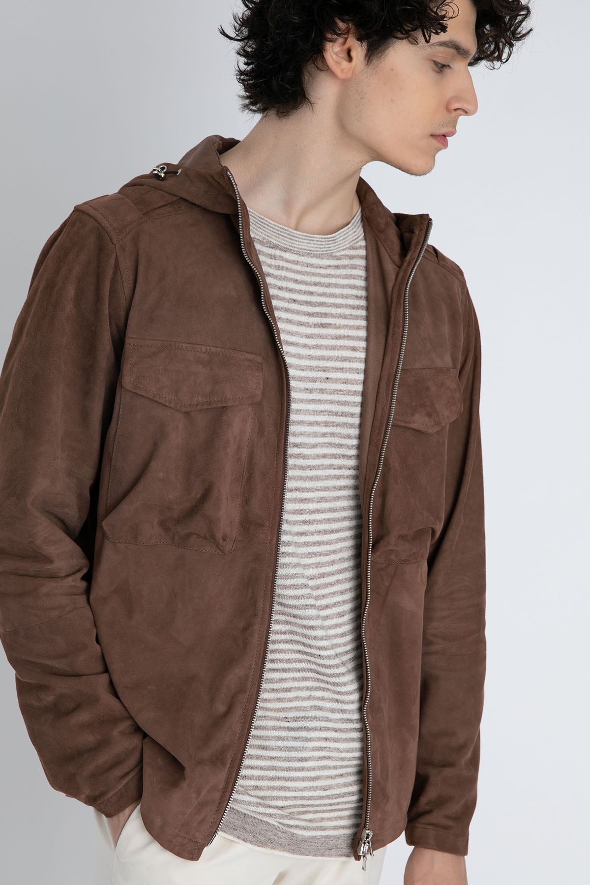 Fradi Kapüşonlu Süet Deri Ceket-Libas Trendy Fashion Store