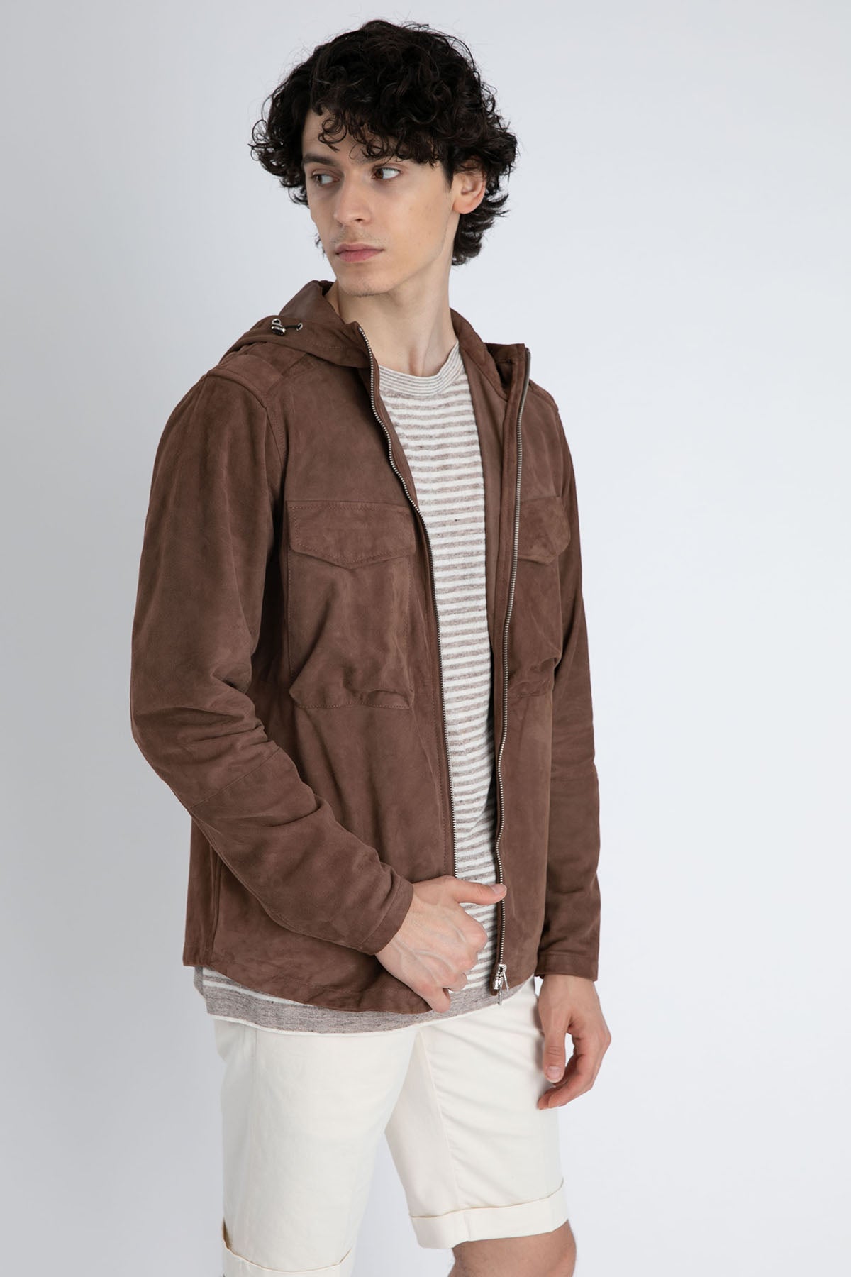 Fradi Kapüşonlu Süet Deri Ceket-Libas Trendy Fashion Store