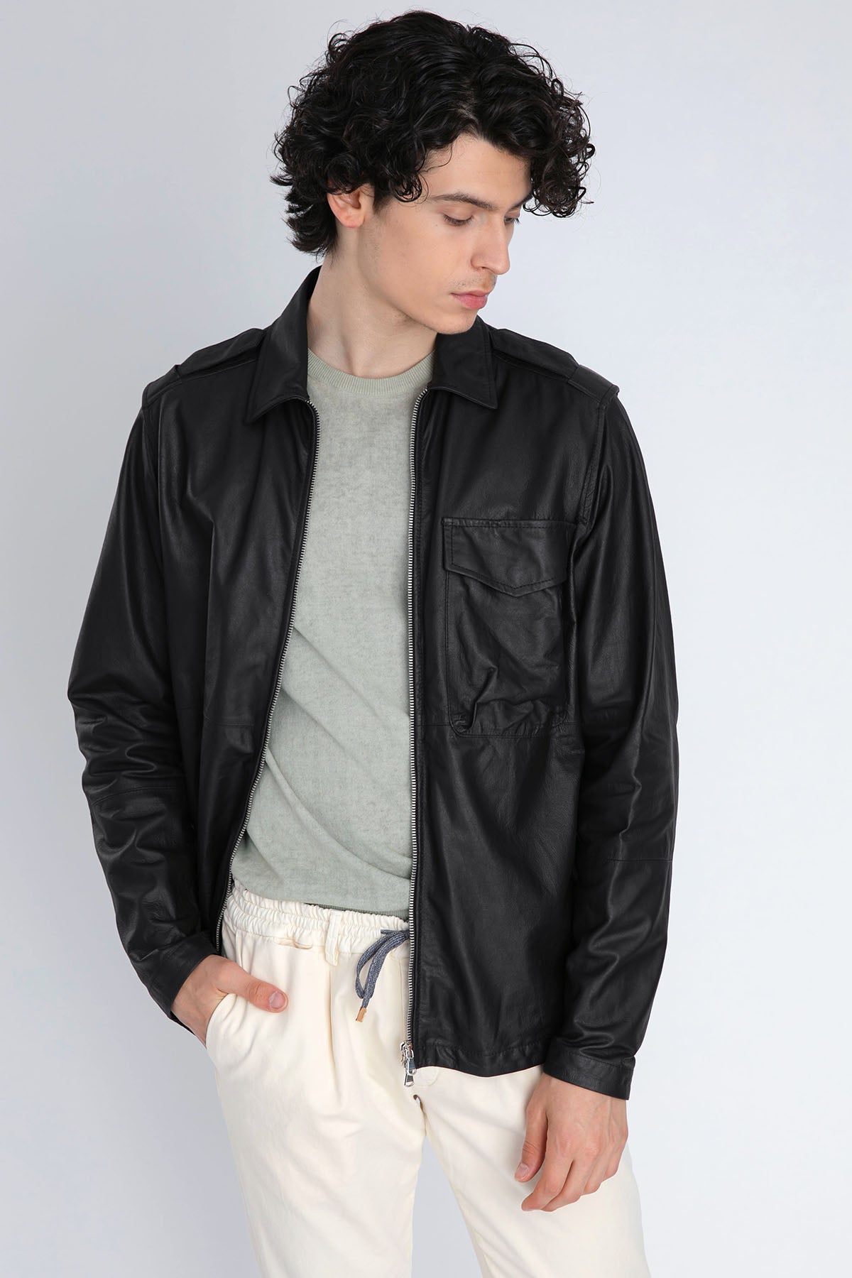 Fradi Kapak Cep Detaylı Deri Ceket-Libas Trendy Fashion Store