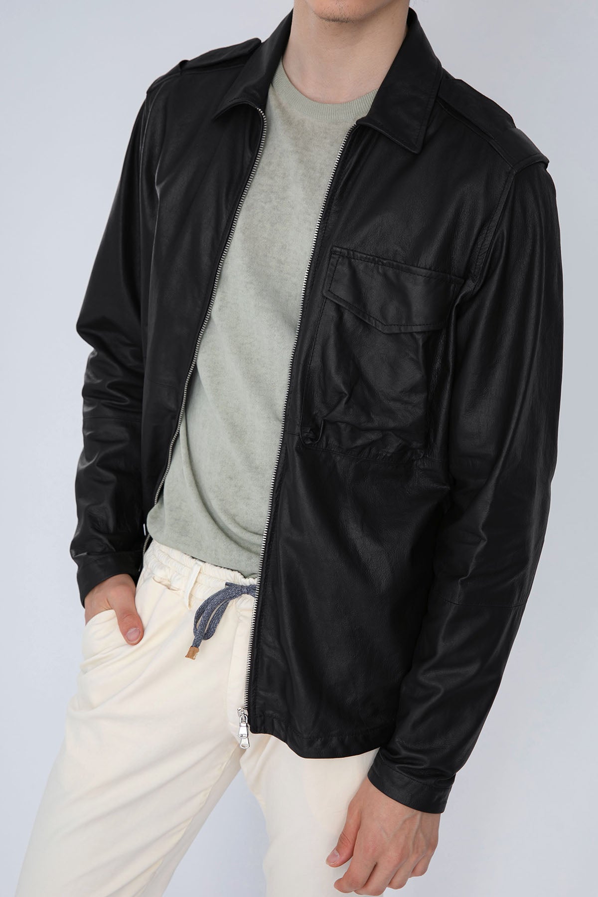 Fradi Kapak Cep Detaylı Deri Ceket-Libas Trendy Fashion Store