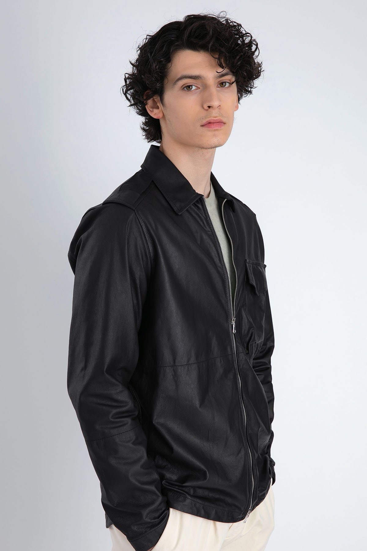 Fradi Kapak Cep Detaylı Deri Ceket-Libas Trendy Fashion Store