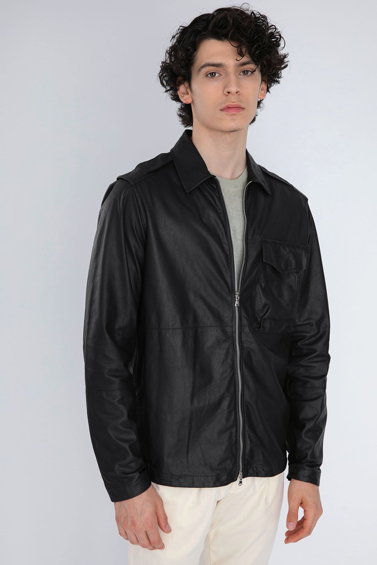 Fradi Kapak Cep Detaylı Deri Ceket-Libas Trendy Fashion Store