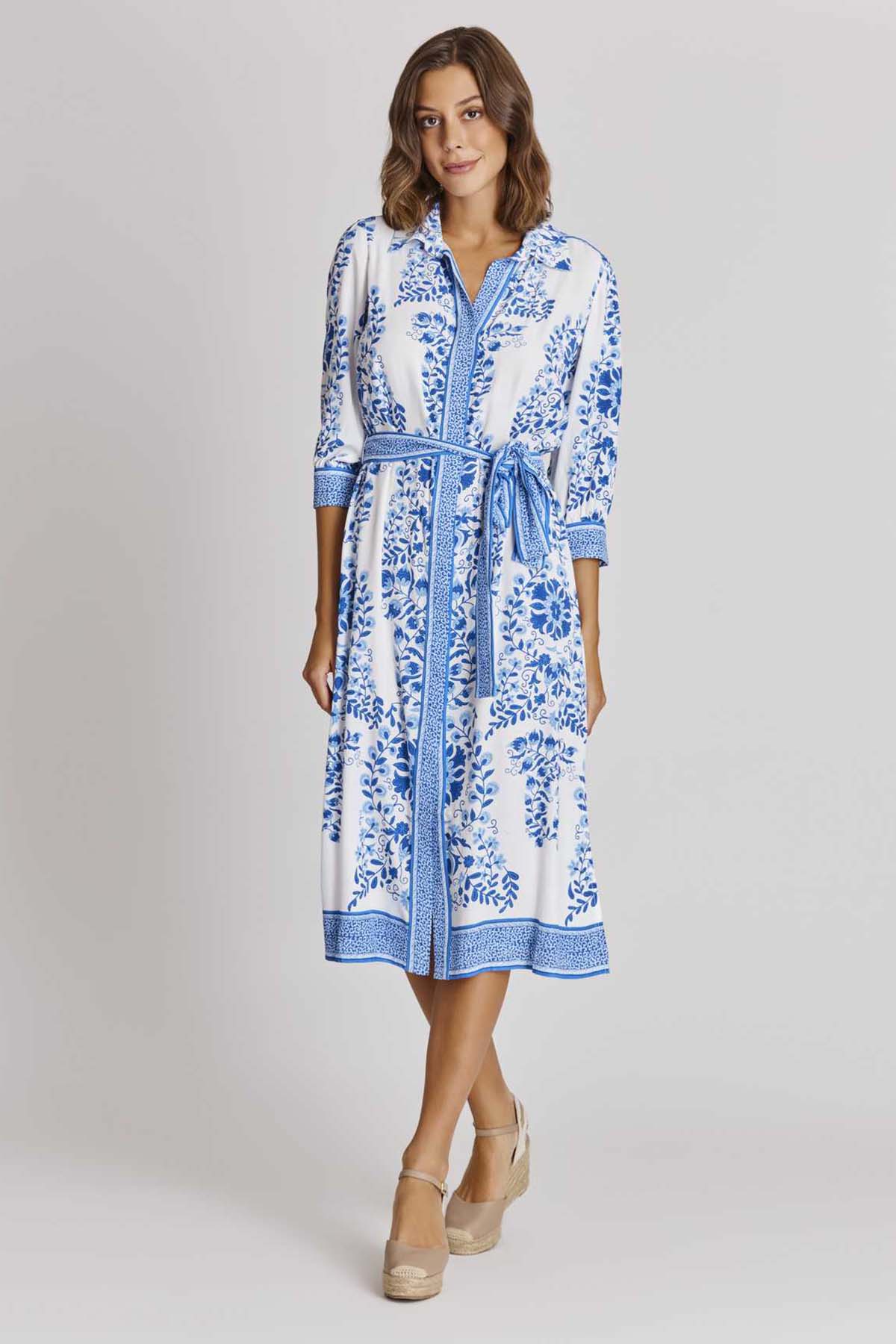 Rene Derhy Ajania Belden Kuşaklı Truvakar Kol Midi Gömlek Elbise-Libas Trendy Fashion Store