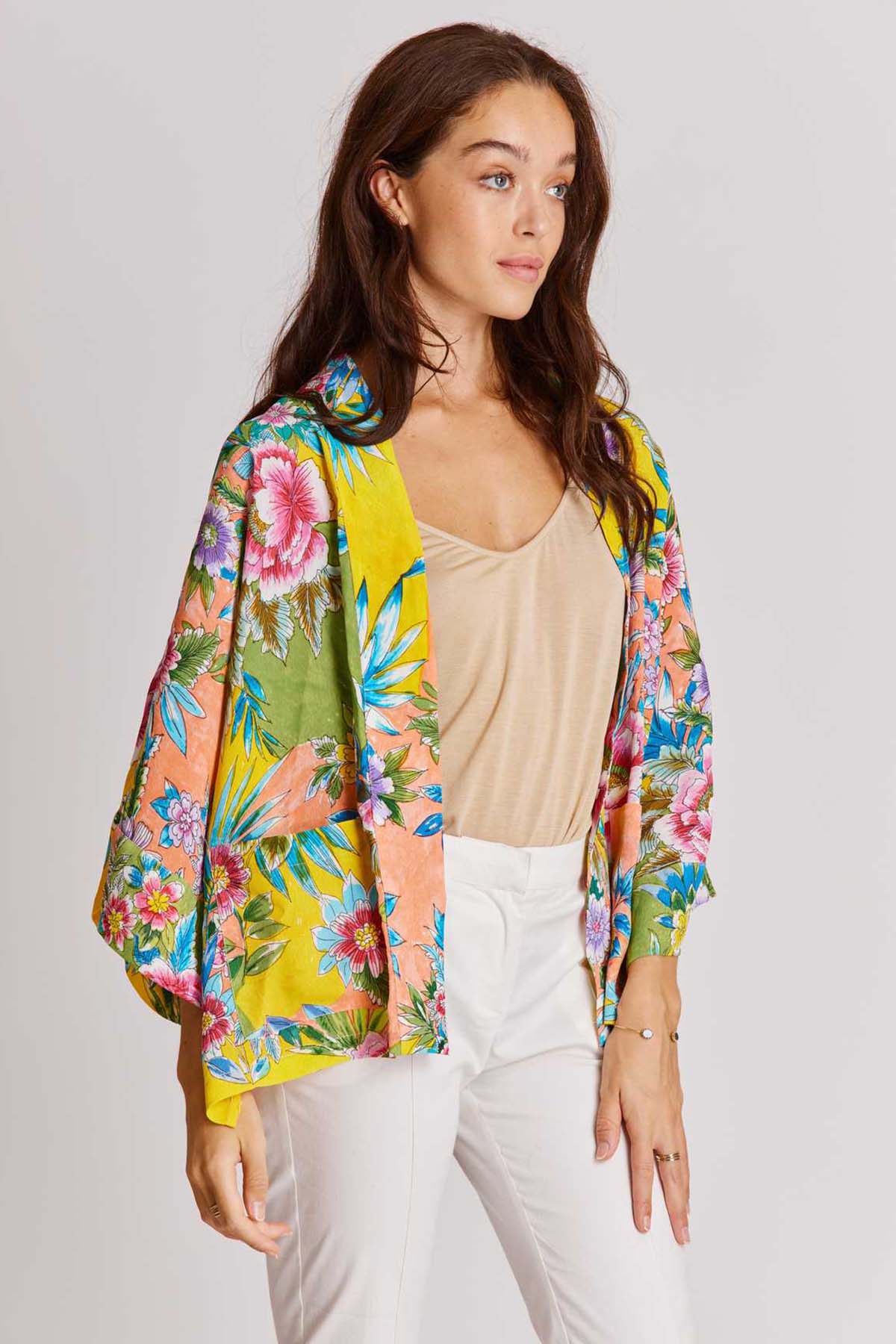 Rene Derhy Dominicaine Desenli Şal Yaka Truvakar Kol Ceket-Libas Trendy Fashion Store