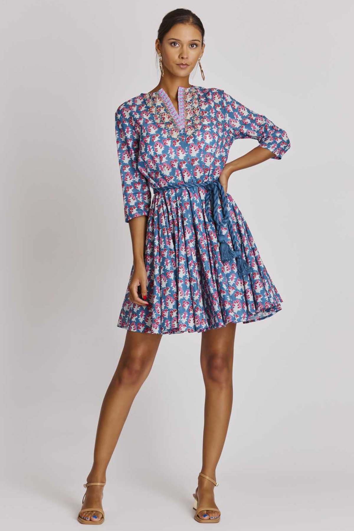 Rene Derhy Australie Belden Kuşaklı Dizüstü Elbise-Libas Trendy Fashion Store