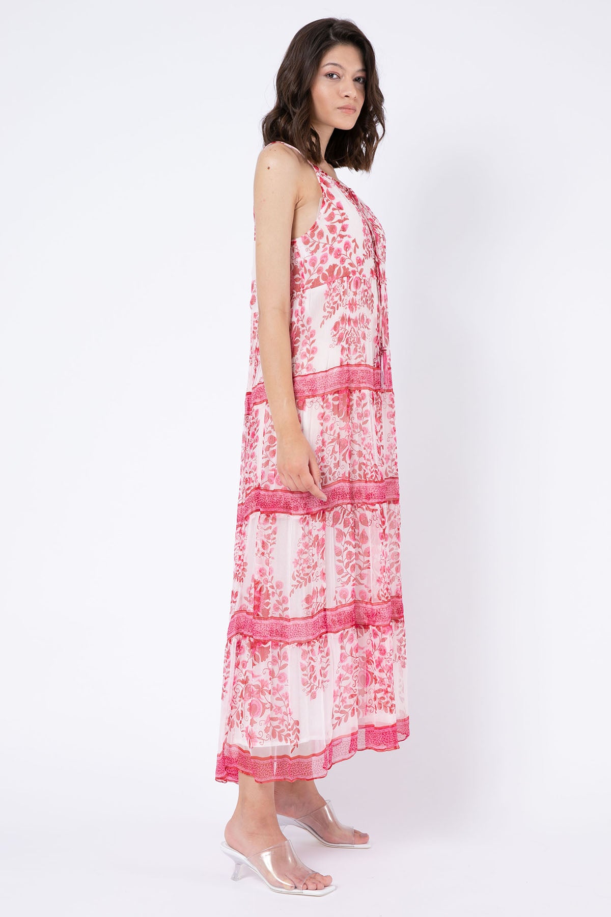 Rene Derhy Akebia İp Askılı Desenli Maxi Elbise-Libas Trendy Fashion Store