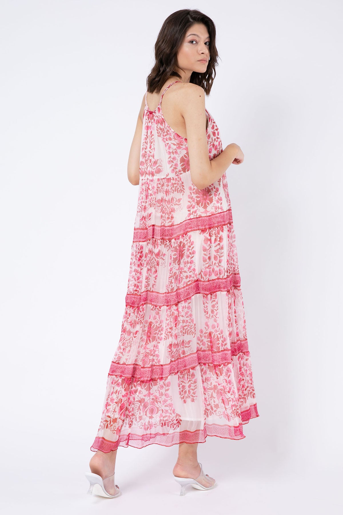 Rene Derhy Akebia İp Askılı Desenli Maxi Elbise-Libas Trendy Fashion Store