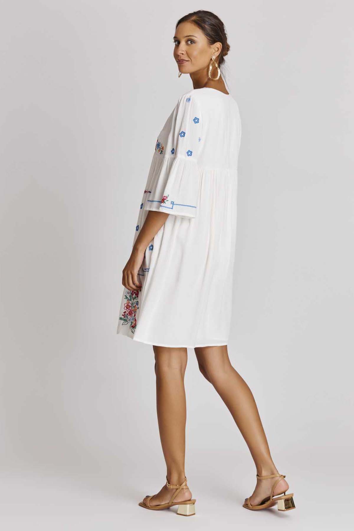 Rene Derhy Baxter Renkli Nakış Desenli Dizüstü Elbise-Libas Trendy Fashion Store