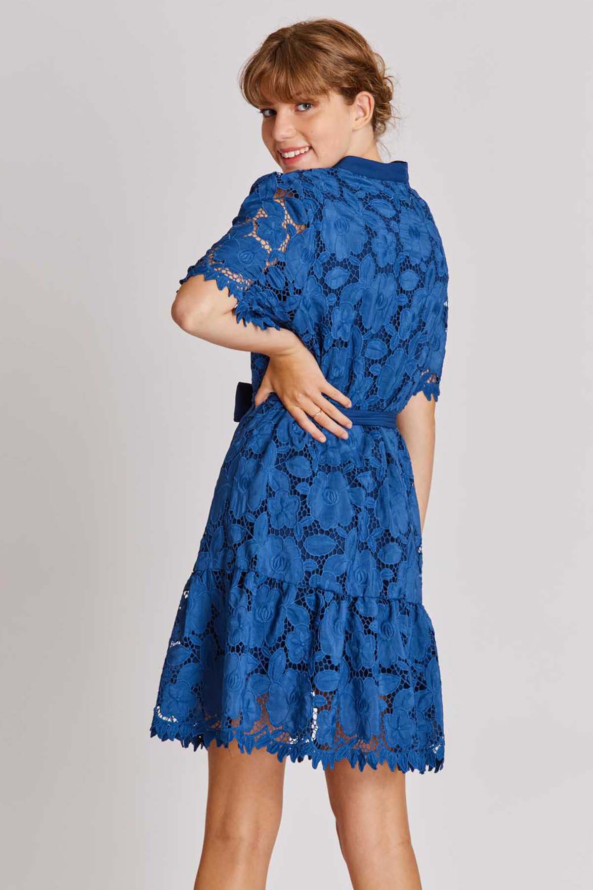 Rene Derhy Babou Belden Kuşaklı Fistolu Dizüstü Elbise-Libas Trendy Fashion Store