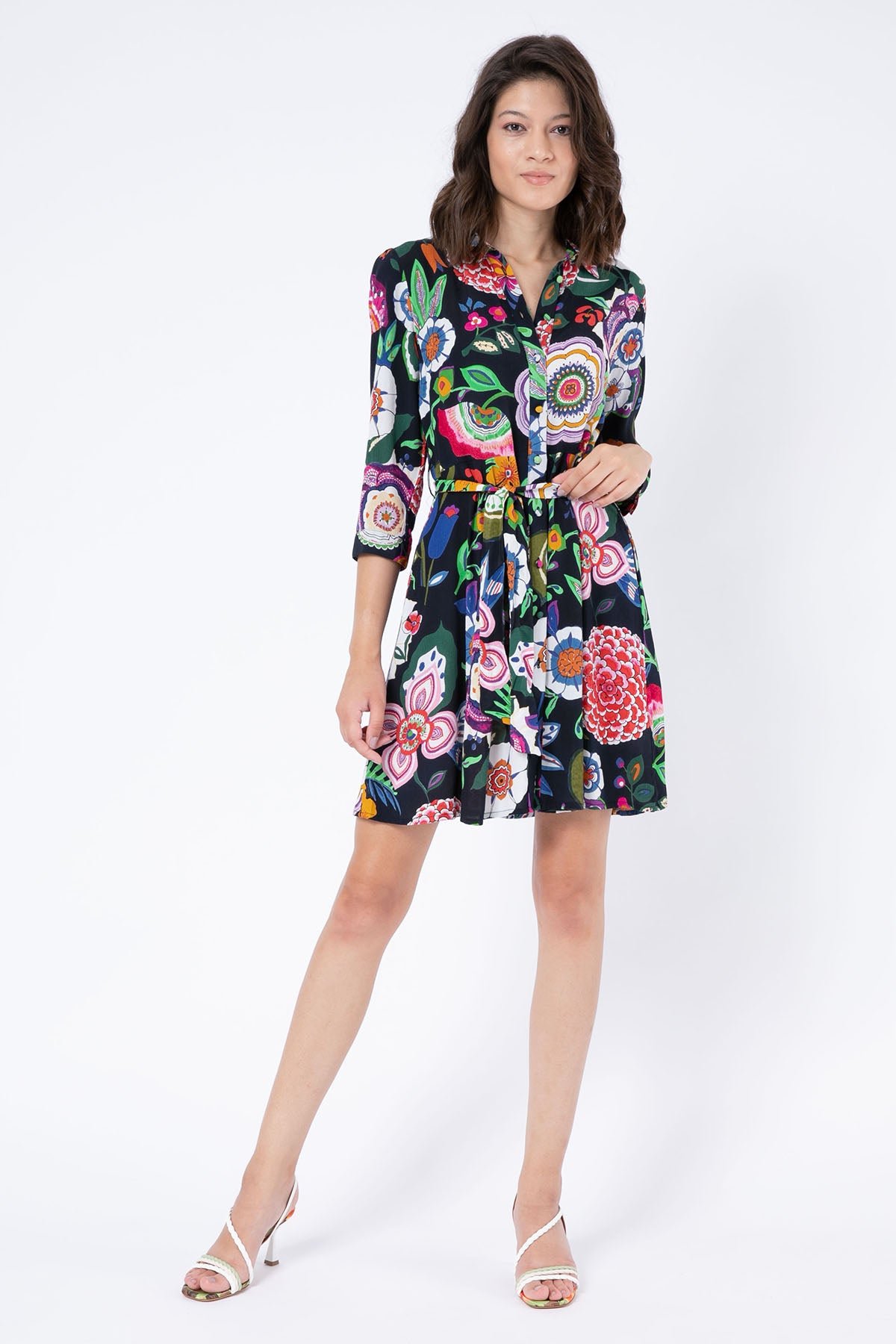 Rene Derhy Ariane Kuşaklı Mini Elbise-Libas Trendy Fashion Store