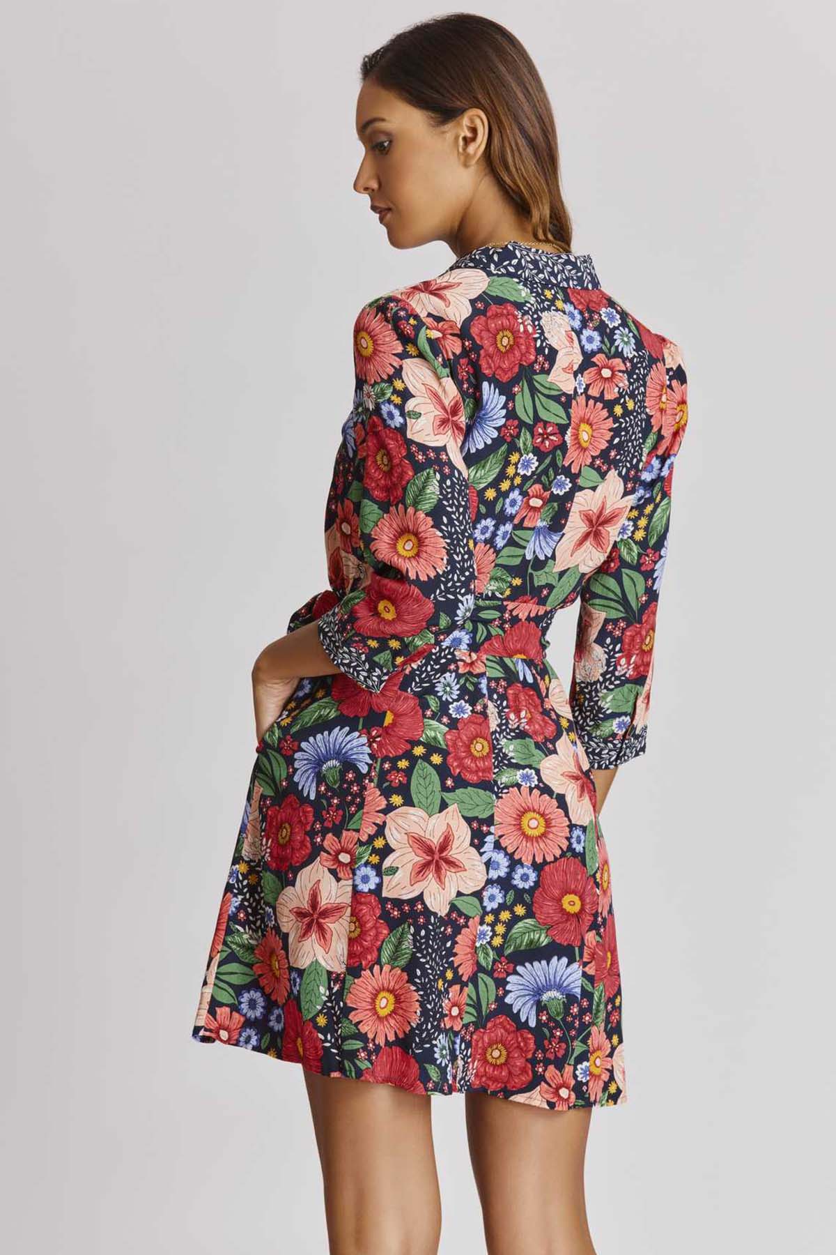 Rene Derhy Andromede Belden Kuşaklı Mini Gömlek Elbise-Libas Trendy Fashion Store
