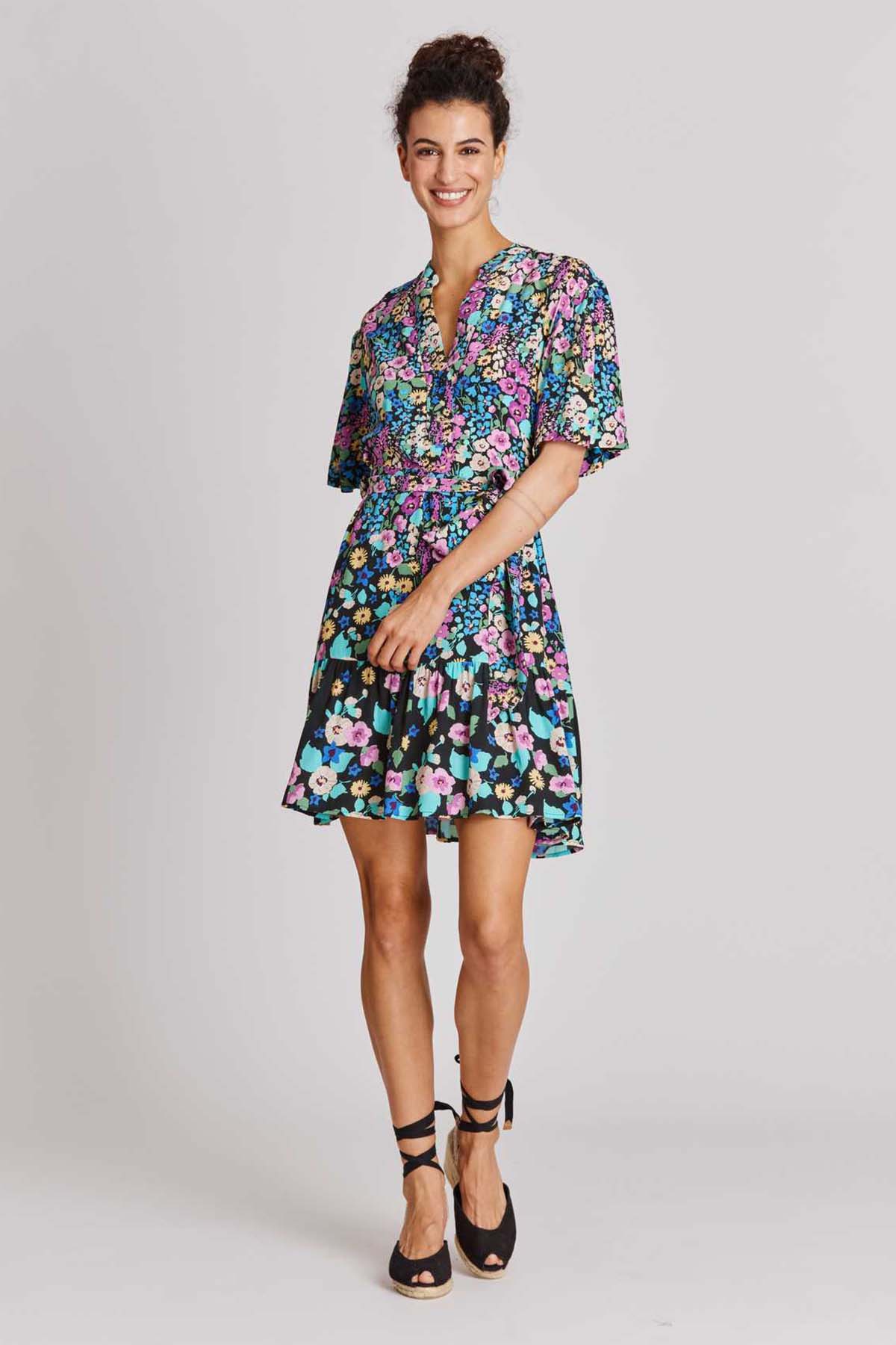 Rene Derhy Anaelle Renkli Çiçek Desenli Dizüstü Elbise-Libas Trendy Fashion Store