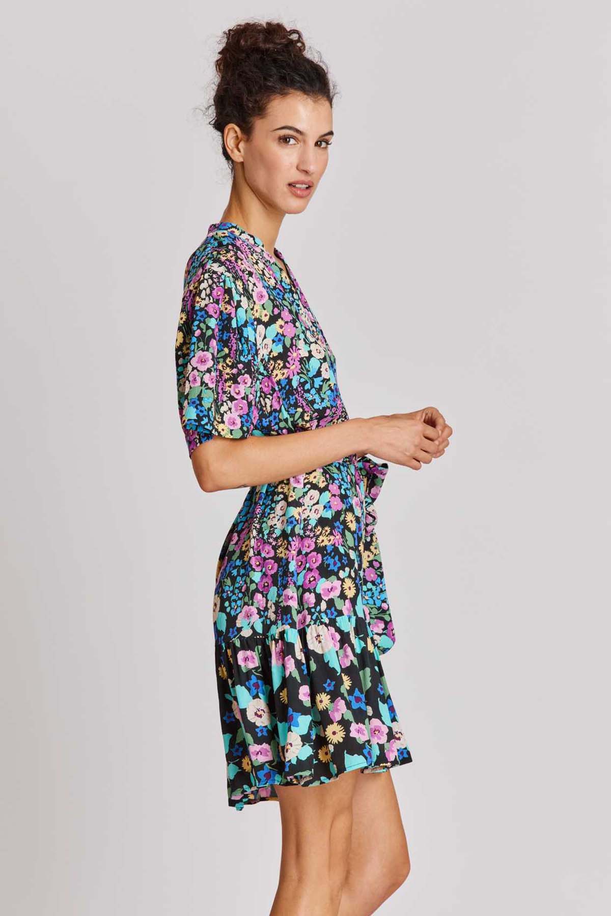 Rene Derhy Anaelle Renkli Çiçek Desenli Dizüstü Elbise-Libas Trendy Fashion Store