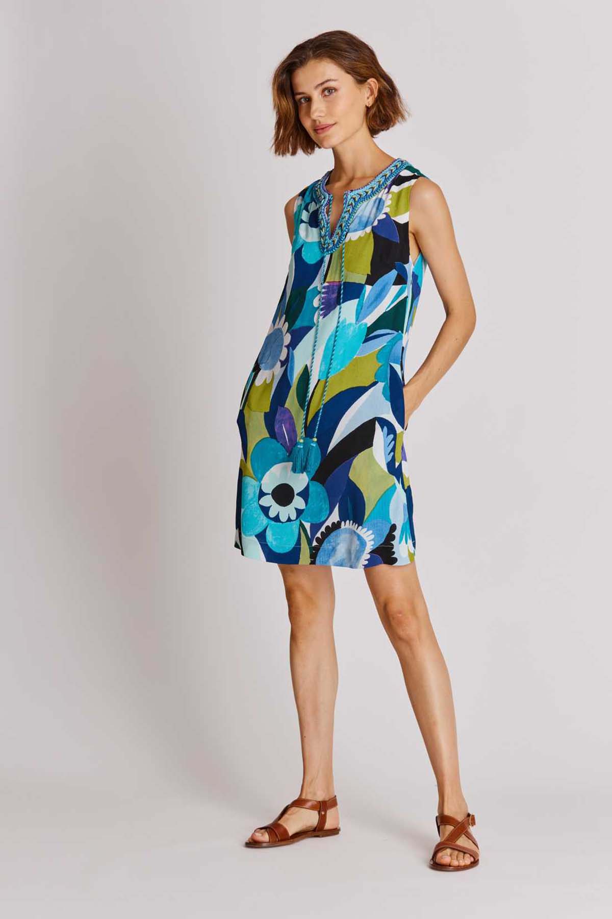 Rene Derhy Aliona Renkli Desenli Dizüstü Elbise-Libas Trendy Fashion Store