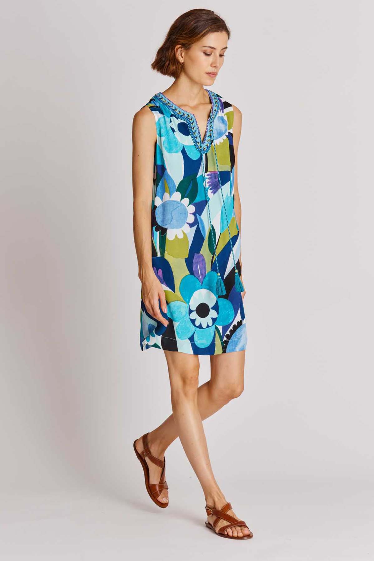 Rene Derhy Aliona Renkli Desenli Dizüstü Elbise-Libas Trendy Fashion Store