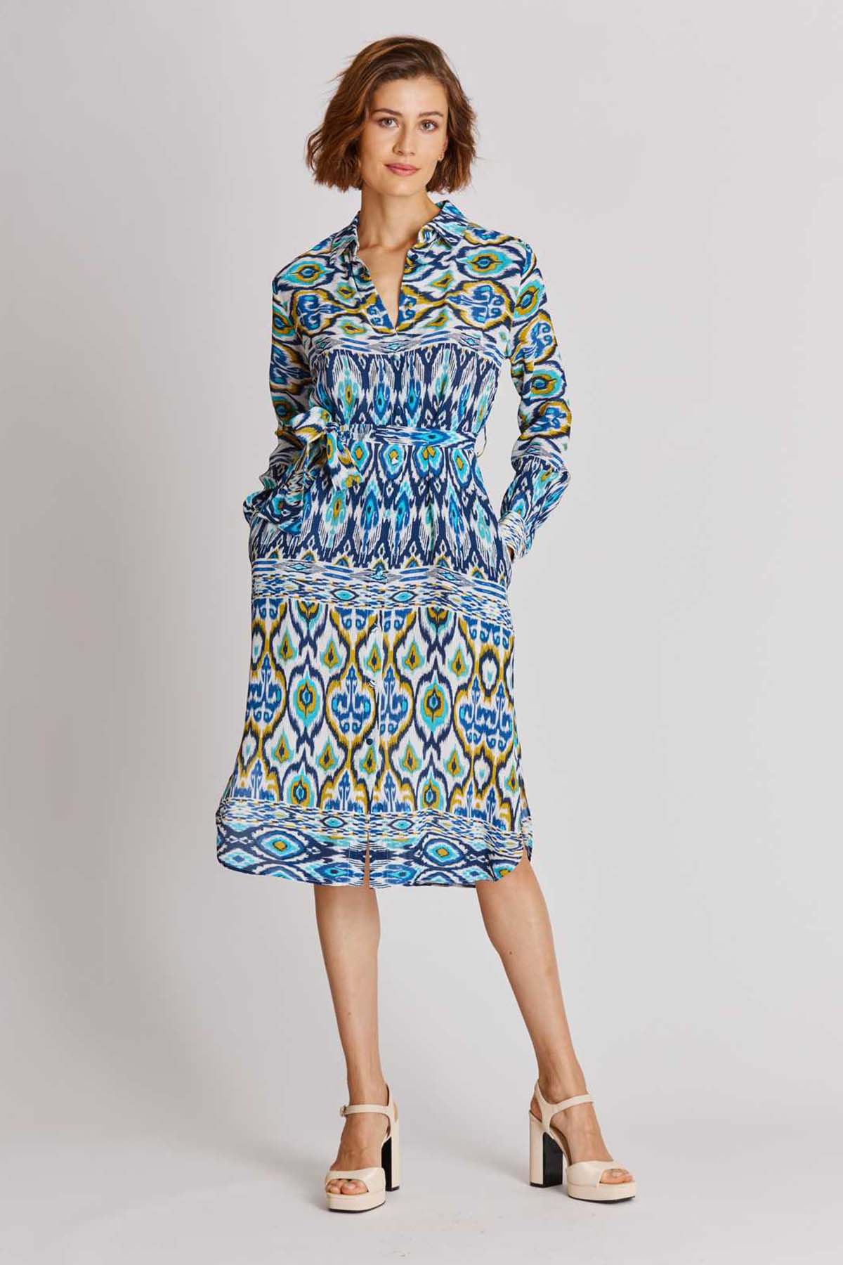Rene Derhy Axelle Belden Kuşaklı Midi Elbise-Libas Trendy Fashion Store