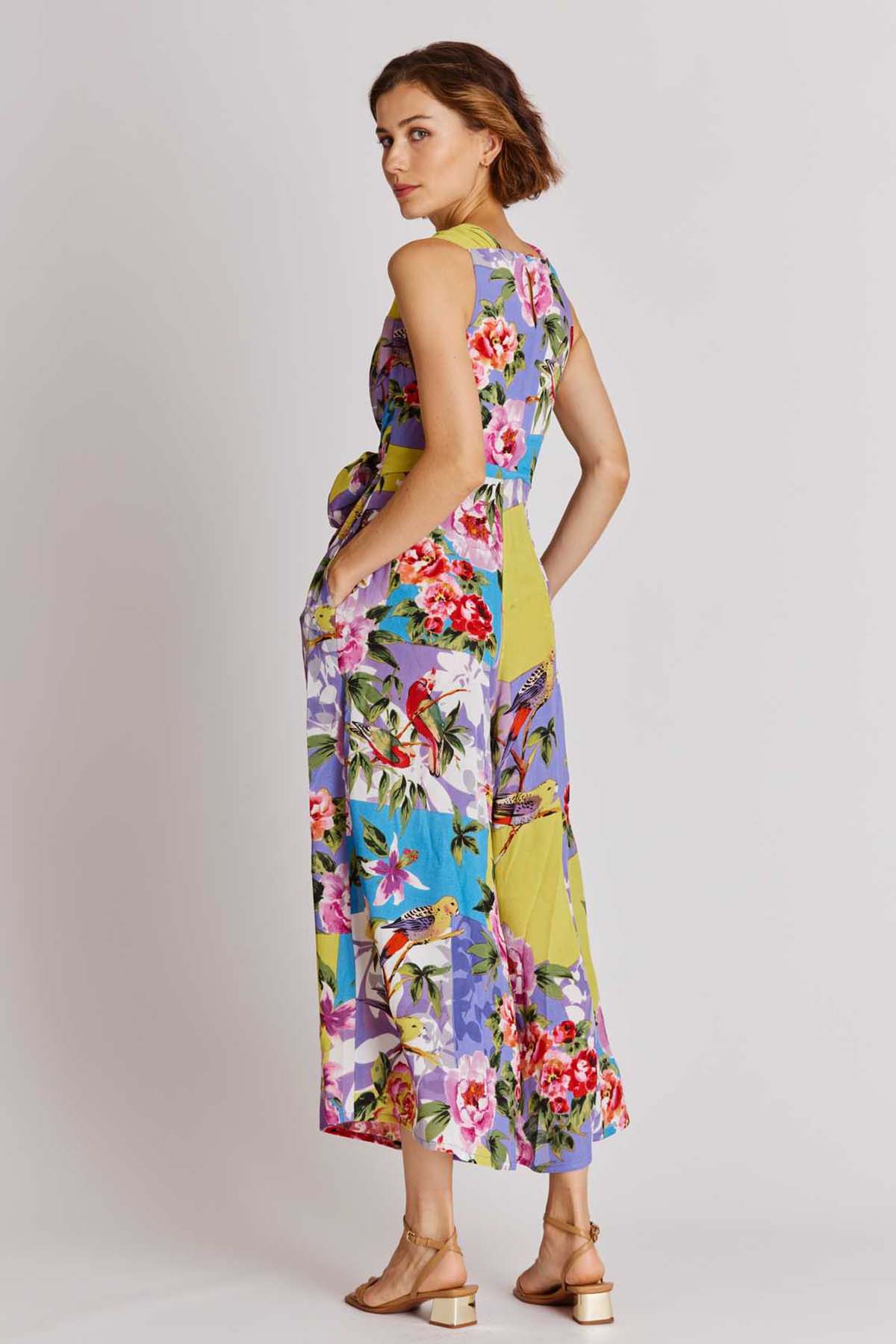 Rene Derhy Nancy Belden Kuşaklı Çiçek Desenli Tulum-Libas Trendy Fashion Store