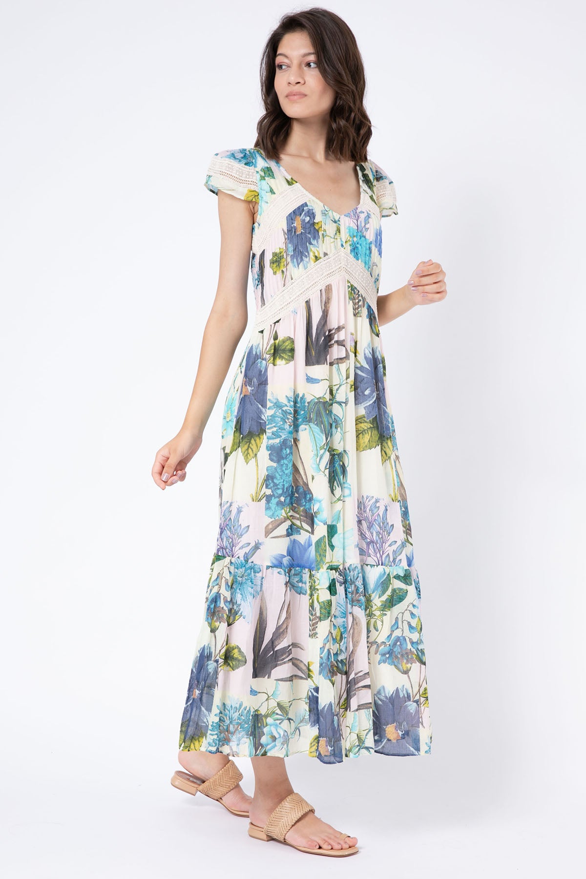Rene Derhy Avril Desenli Maxi Elbise-Libas Trendy Fashion Store