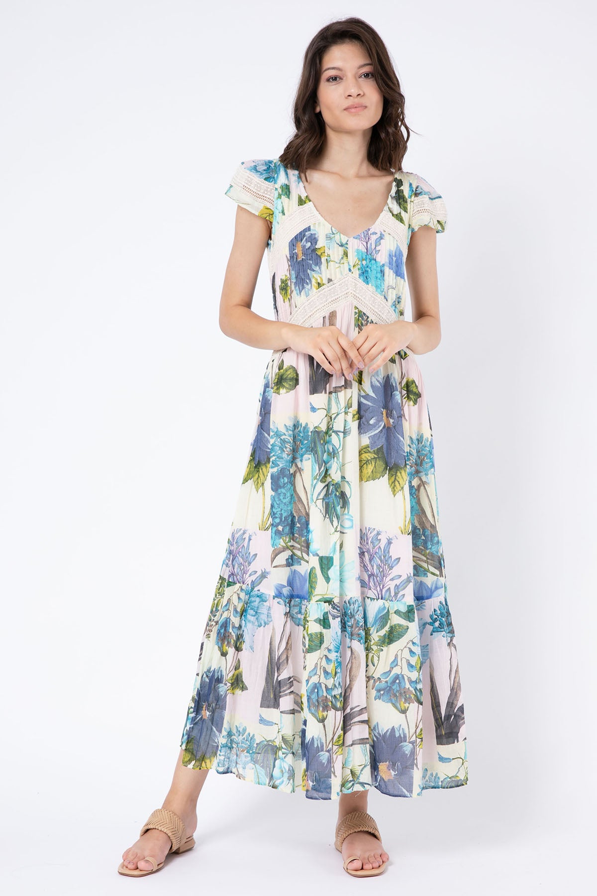 Rene Derhy Avril Desenli Maxi Elbise-Libas Trendy Fashion Store