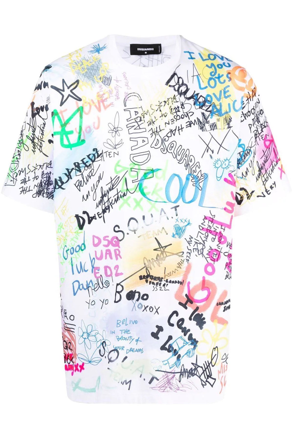 Dsquared Renkli Yazı Detaylı Geniş Kesim T-shirt-Libas Trendy Fashion Store