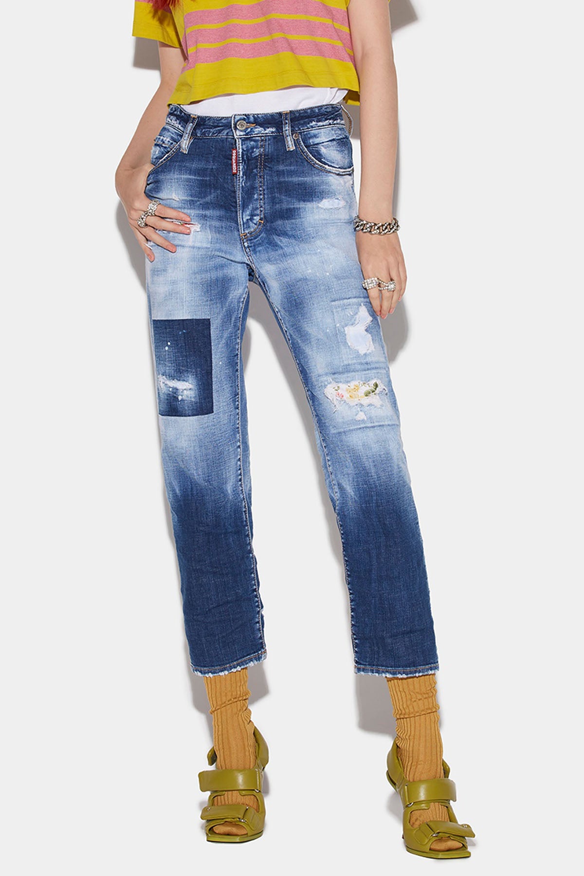 Dsquared Boston Yama Ve Yırtık Detaylı Jeans-Libas Trendy Fashion Store