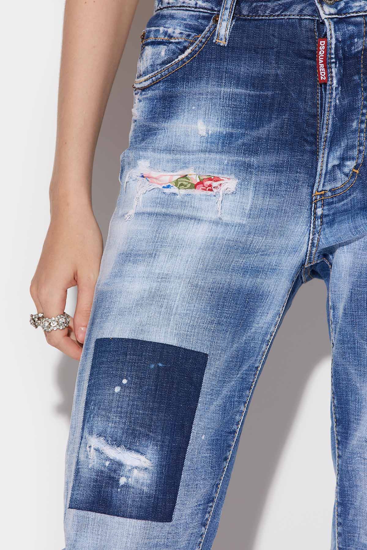 Dsquared Boston Yama Ve Yırtık Detaylı Jeans-Libas Trendy Fashion Store