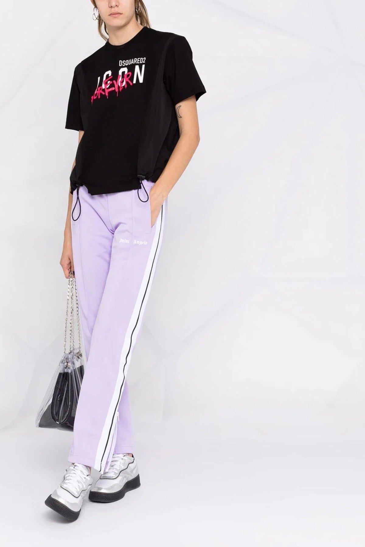 Dsquared Etek Ucu Büzgülü Logolu Geniş Kesim T-shirt-Libas Trendy Fashion Store