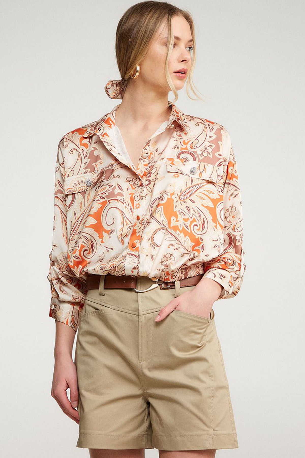 Bsb Şal Desenli Gömlek-Libas Trendy Fashion Store