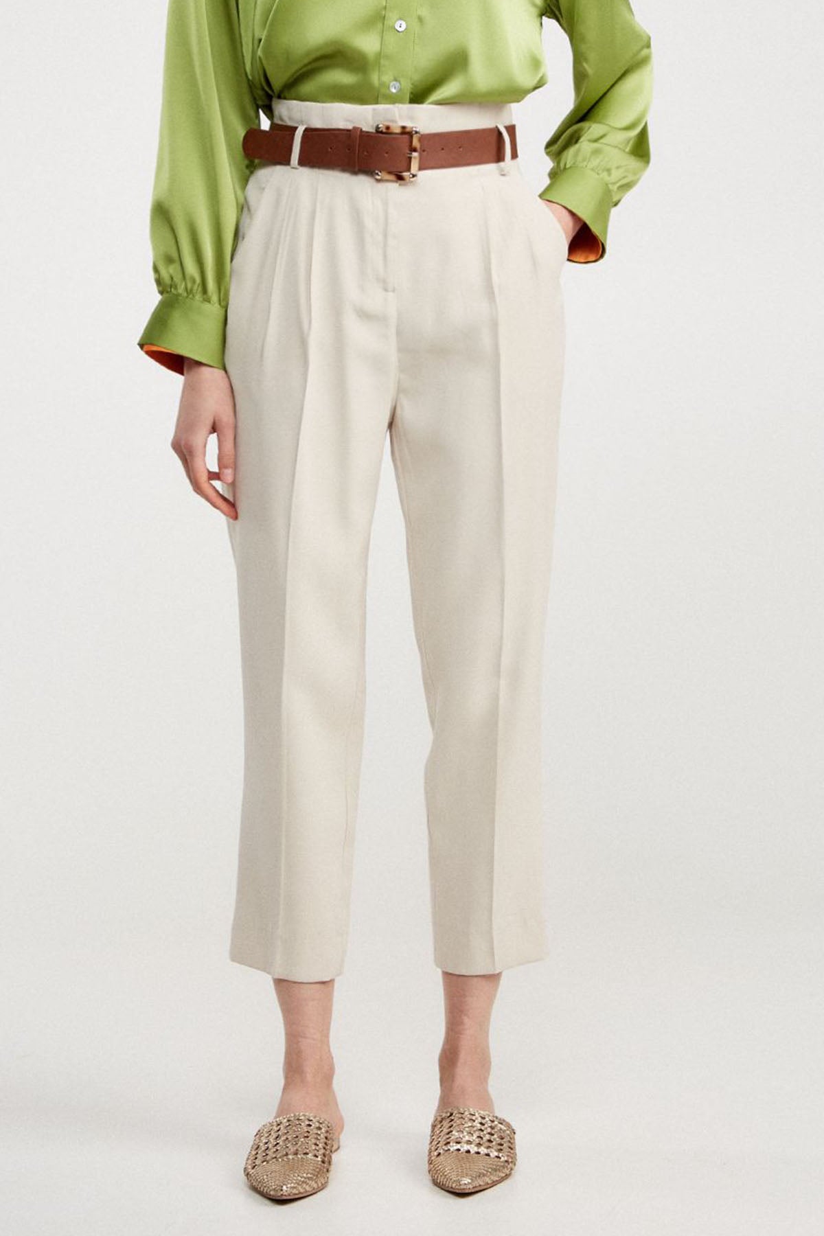 Bsb Pileli Yüksek Bel Paperbag Pantolon-Libas Trendy Fashion Store